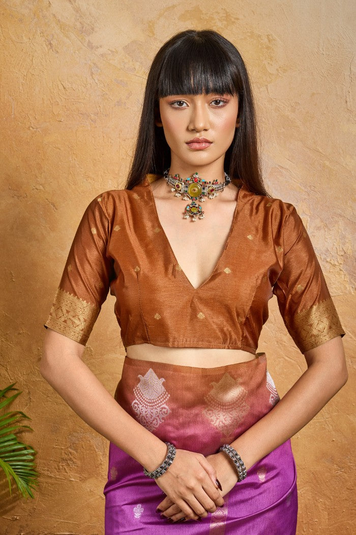 Buy MySilkLove Lotus Pink Banarasi Handloom Saree Online