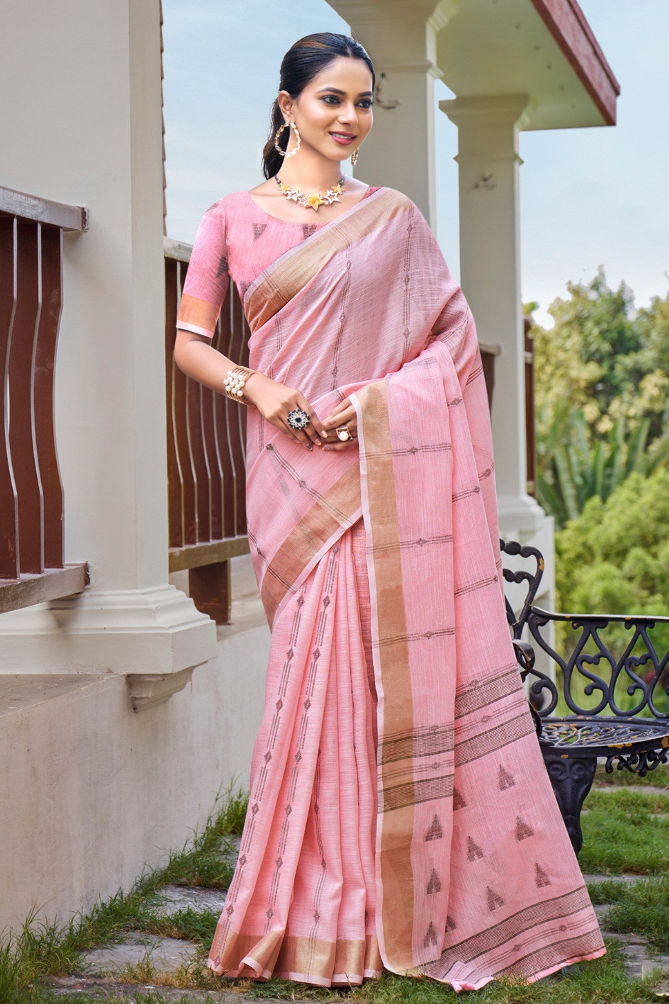 Buy MySilkLove Cupid Pink Cotton Silk Saree Online