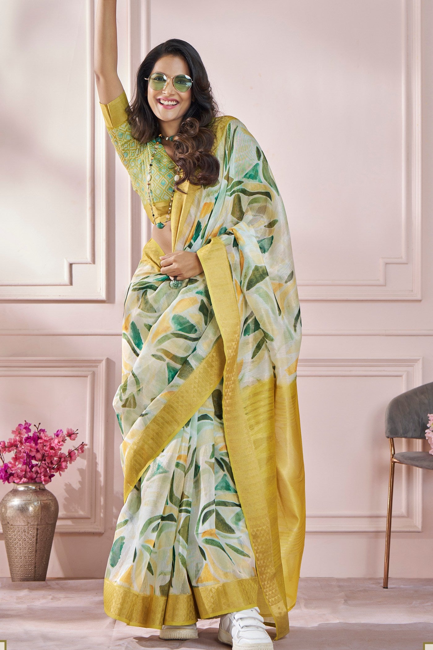 Buy MySilkLove Sun Yellow Banarasi Silk saree Online