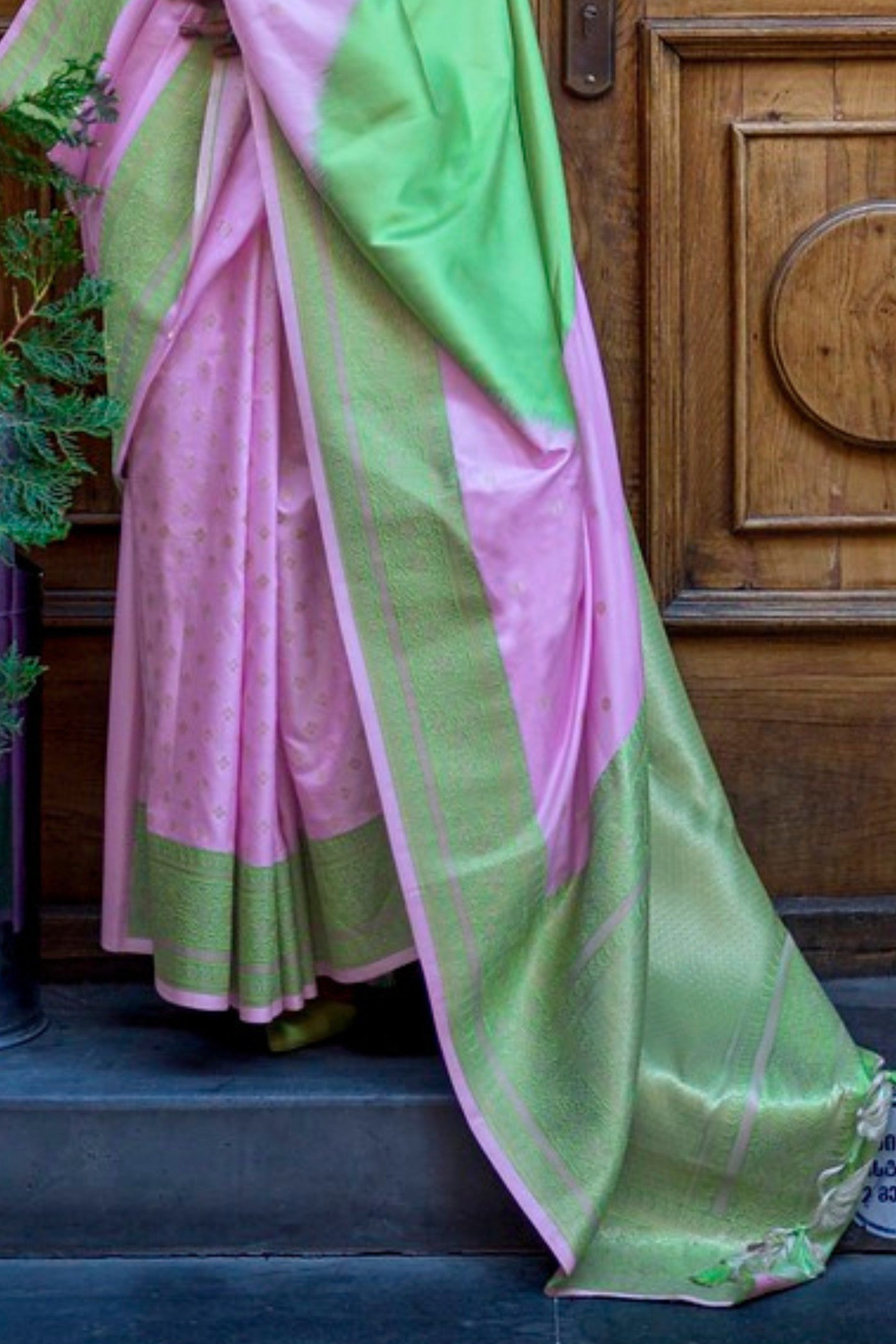 Buy MySilkLove Lavender and Green Banarasi Handloom Saree Online