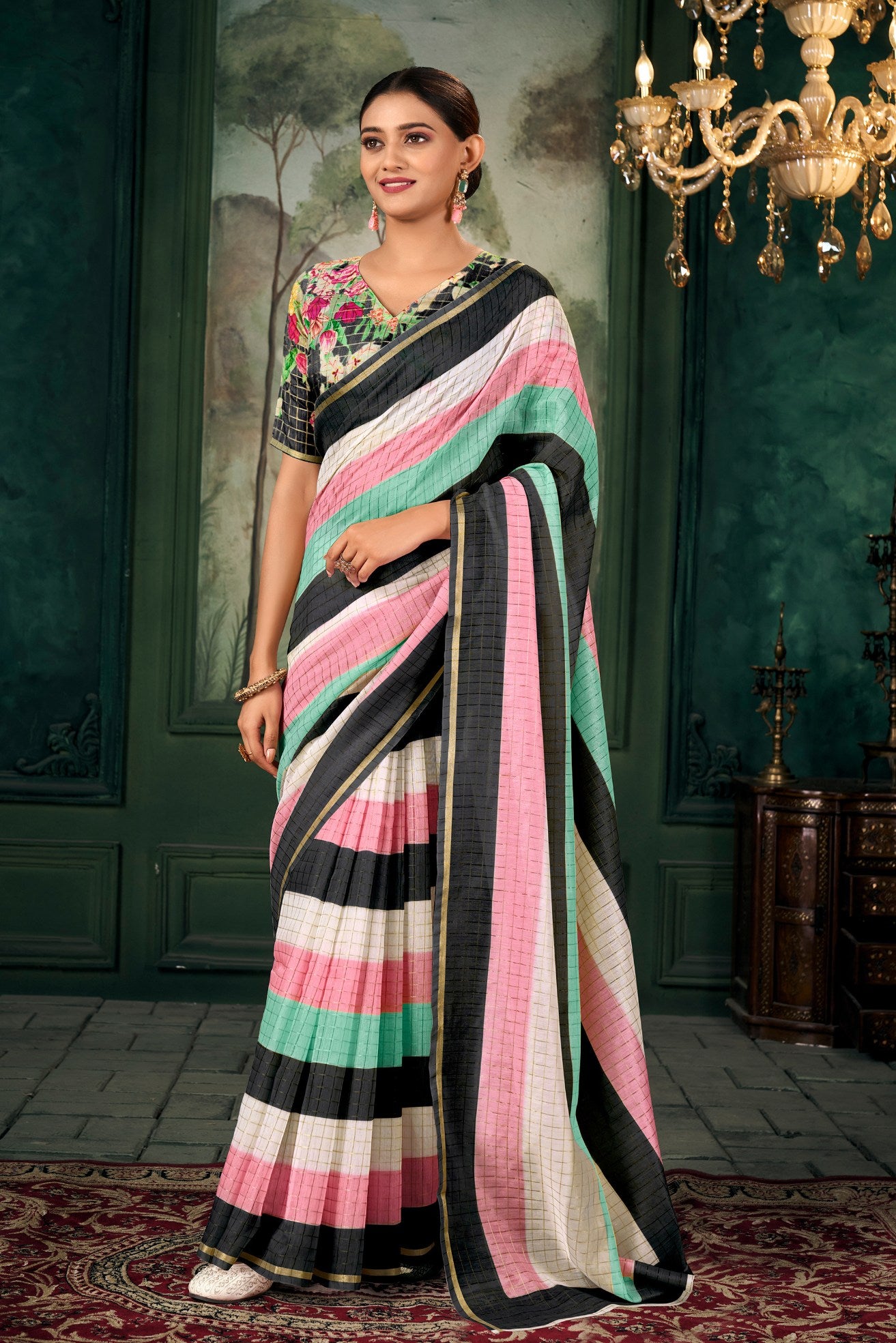 Buy MySilkLove Bunker Black Chanderi Linen Saree Online