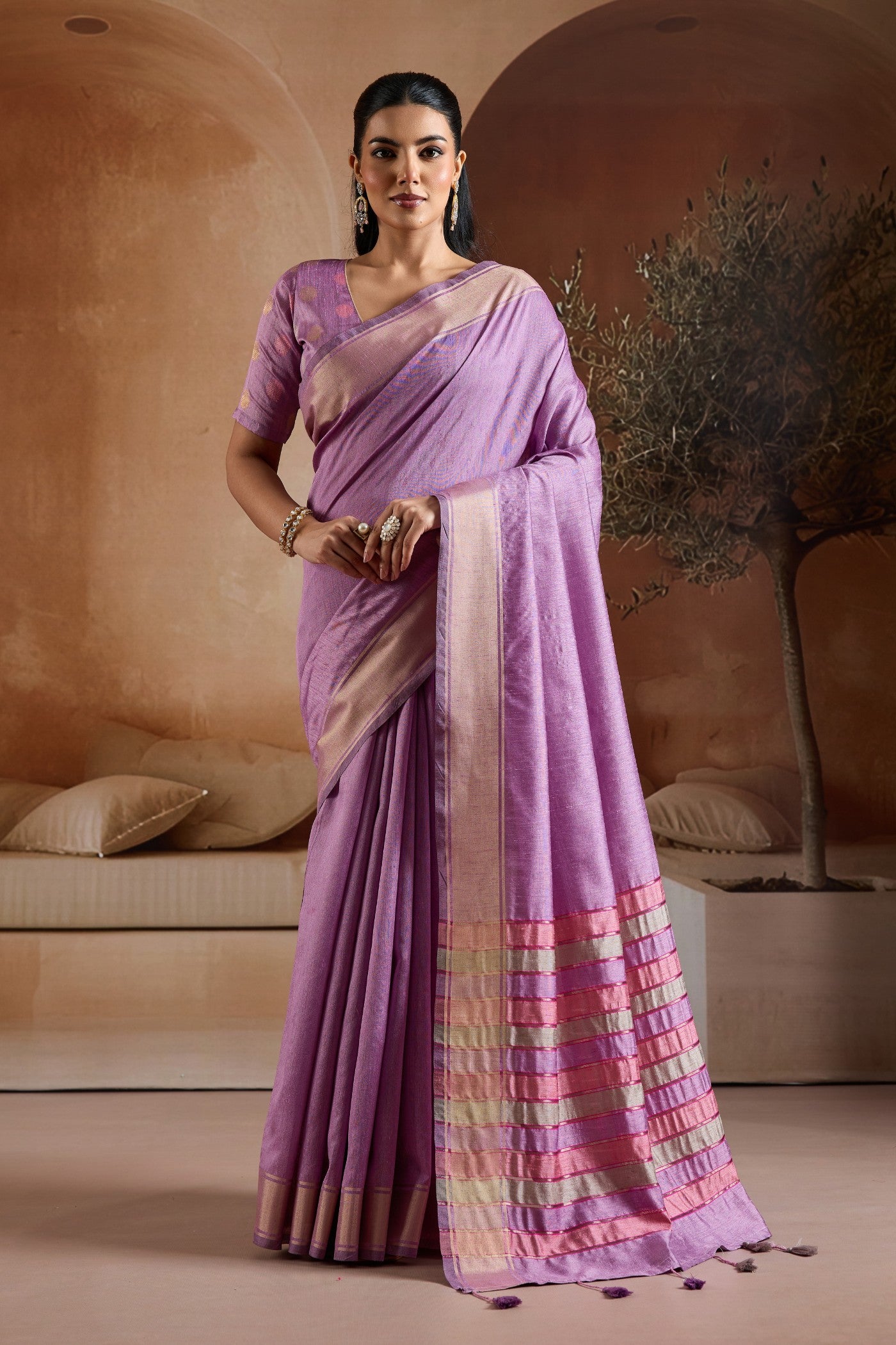Buy MySilkLove Eminence Purple Handloom Bhagalpuri Saree Online