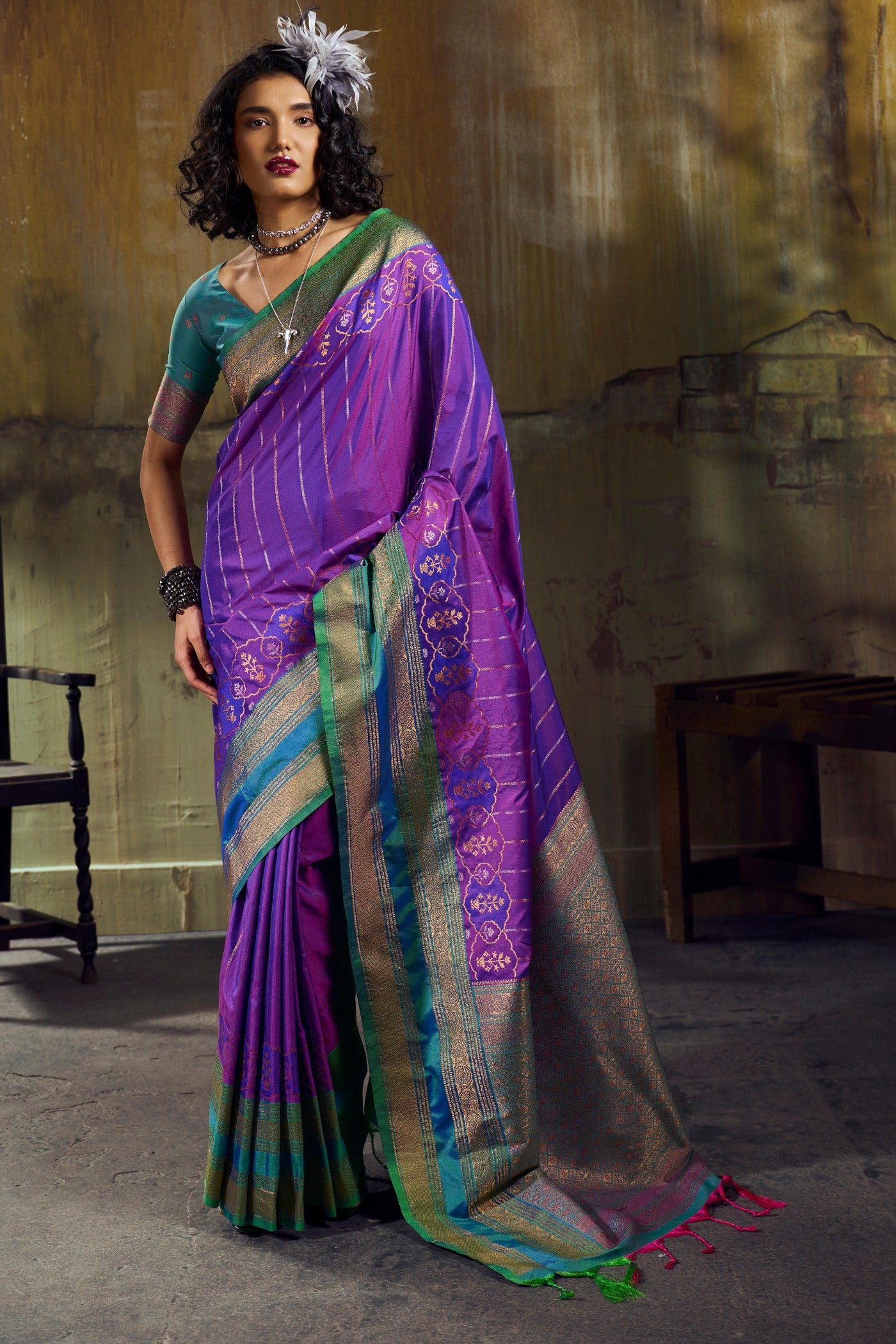 Buy MySilkLove Amethyst Purple Pochampally Handloom Saree Online