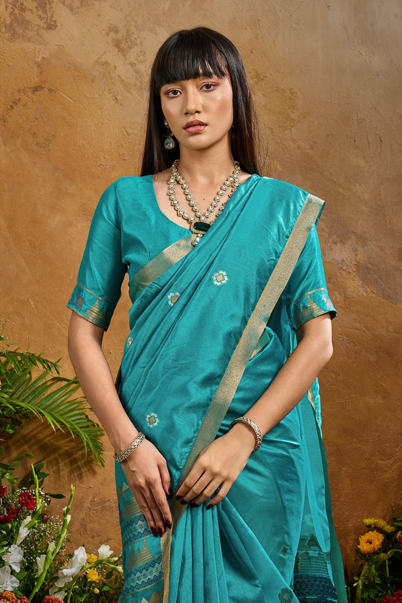 Buy MySilkLove Winter Blue Tussar Handloom Silk Saree Online