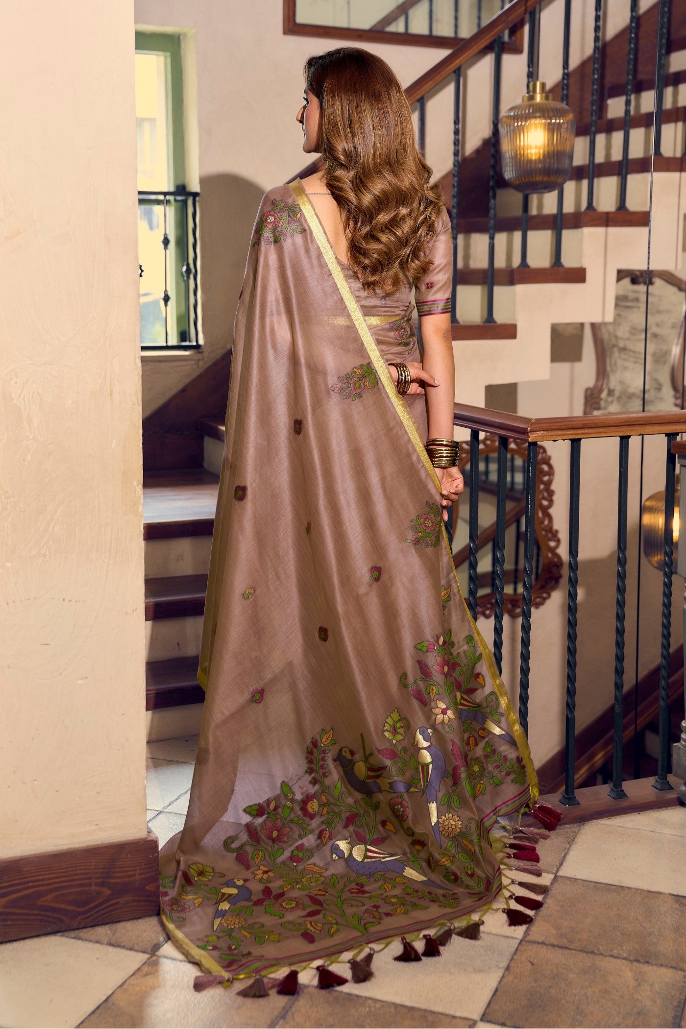 Buy MySilkLove Ginger Brown Cotton Silk Saree Online