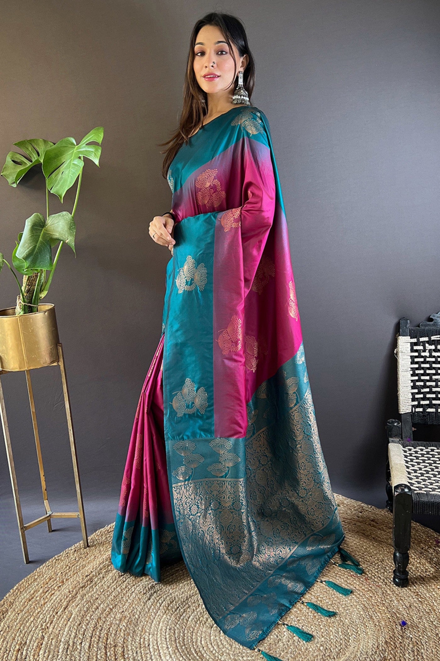 Buy MySilkLove Berry Purple Woven Banarasi Saree Online