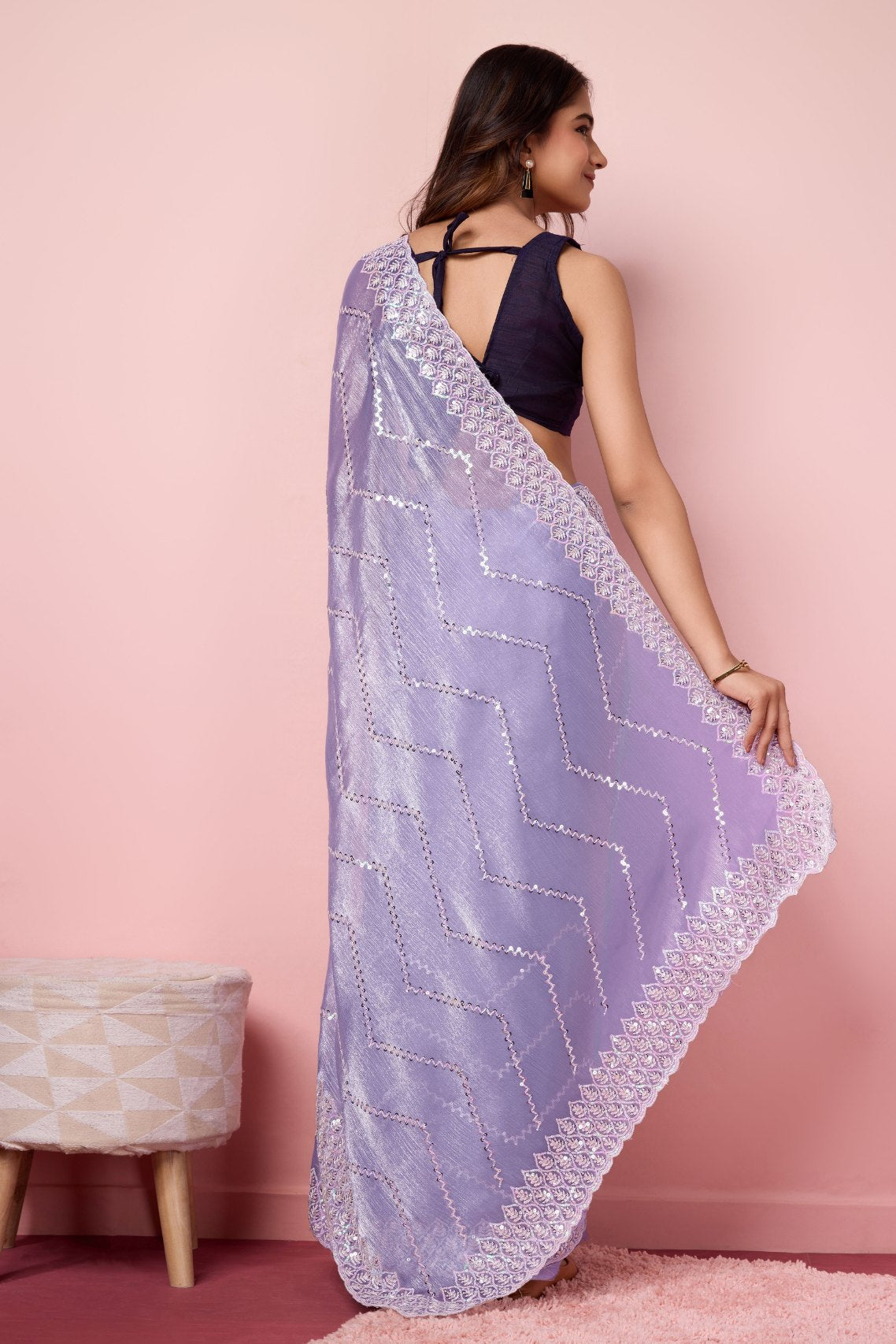 Buy MySilkLove Wisteria Purple Designer Partywear Saree Online