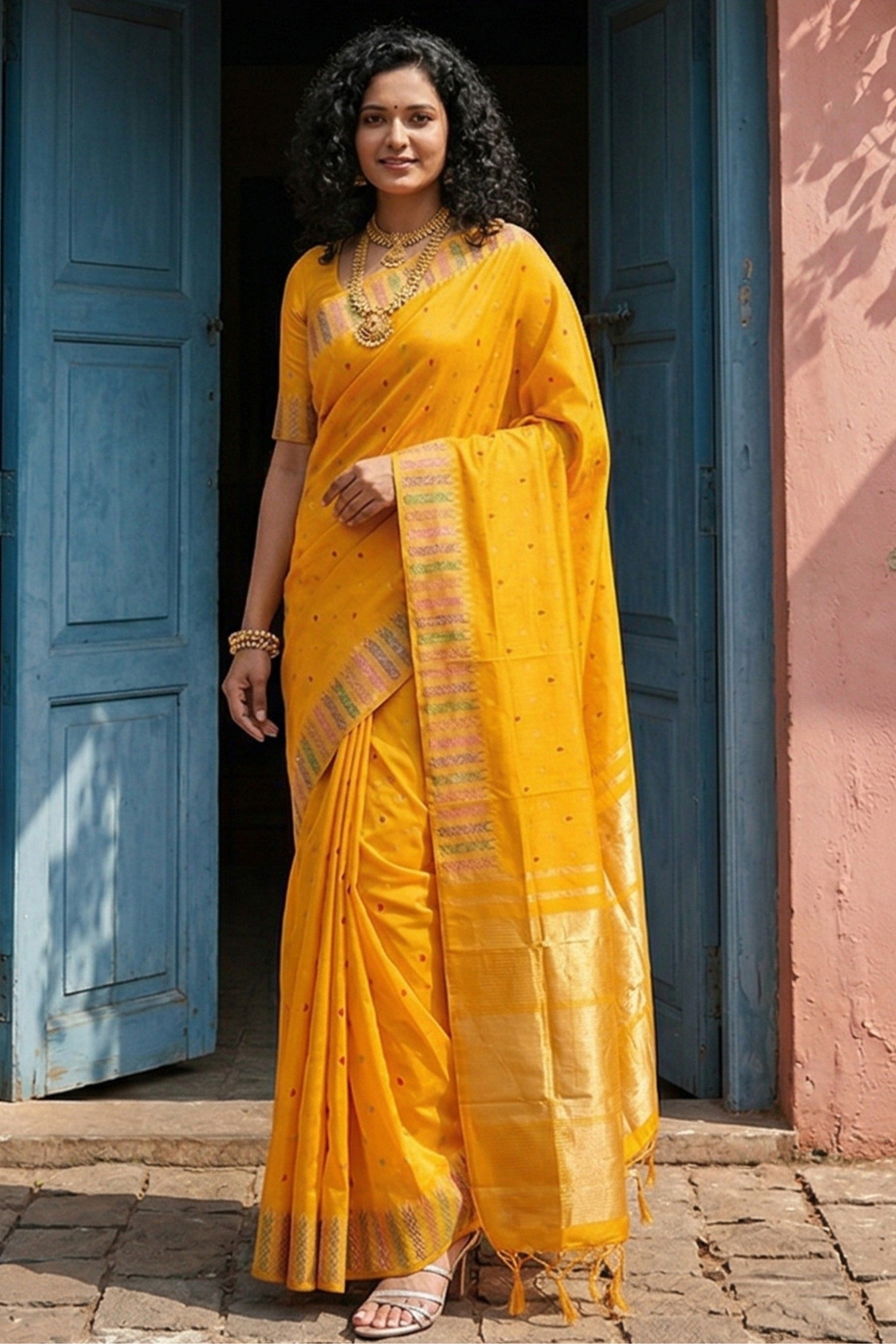 Buy MySilkLove Sunflower Yellow Woven Banarasi Silk Saree Online