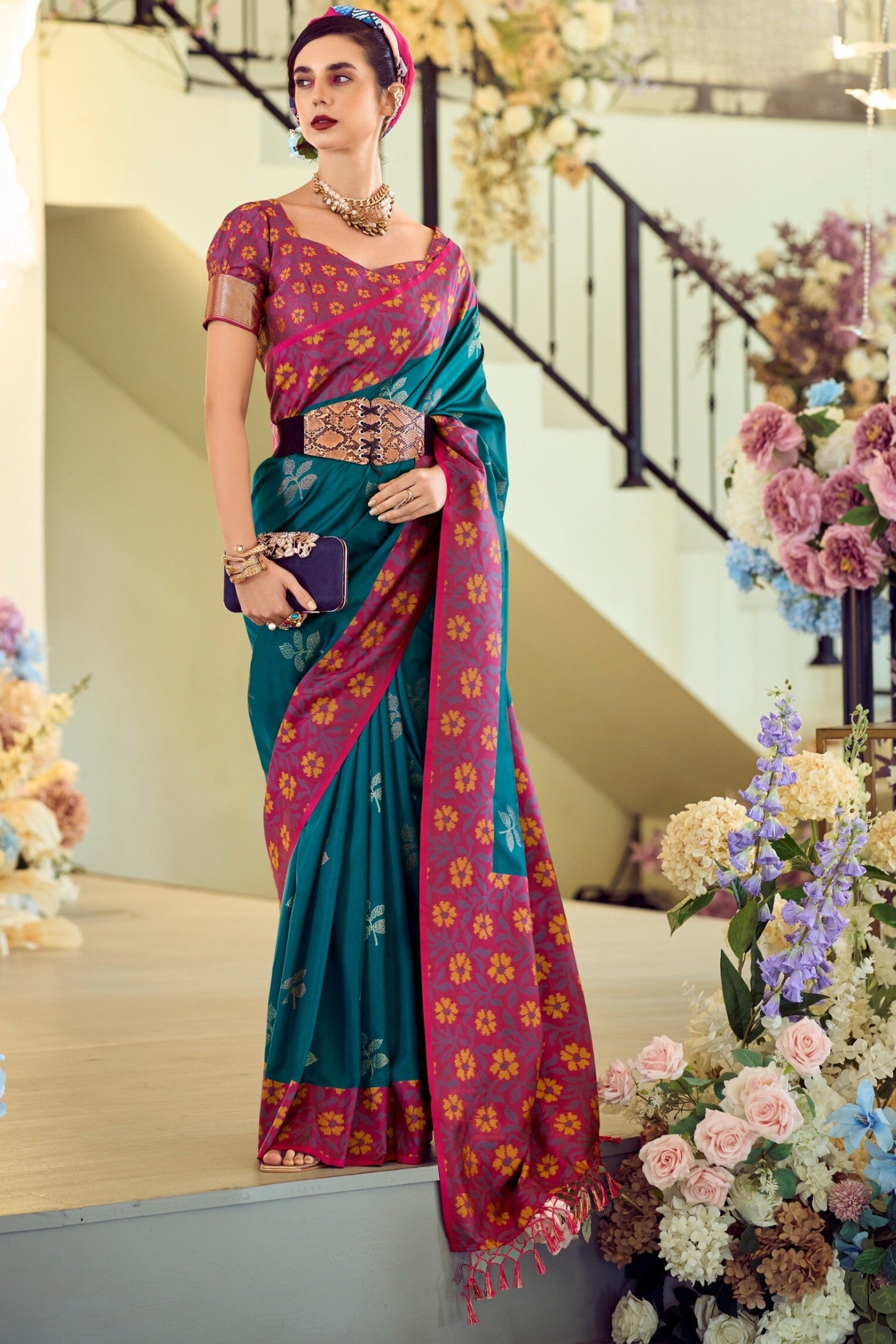 Buy MySilkLove Blumine Woven Banarasi Soft Silk Saree Online