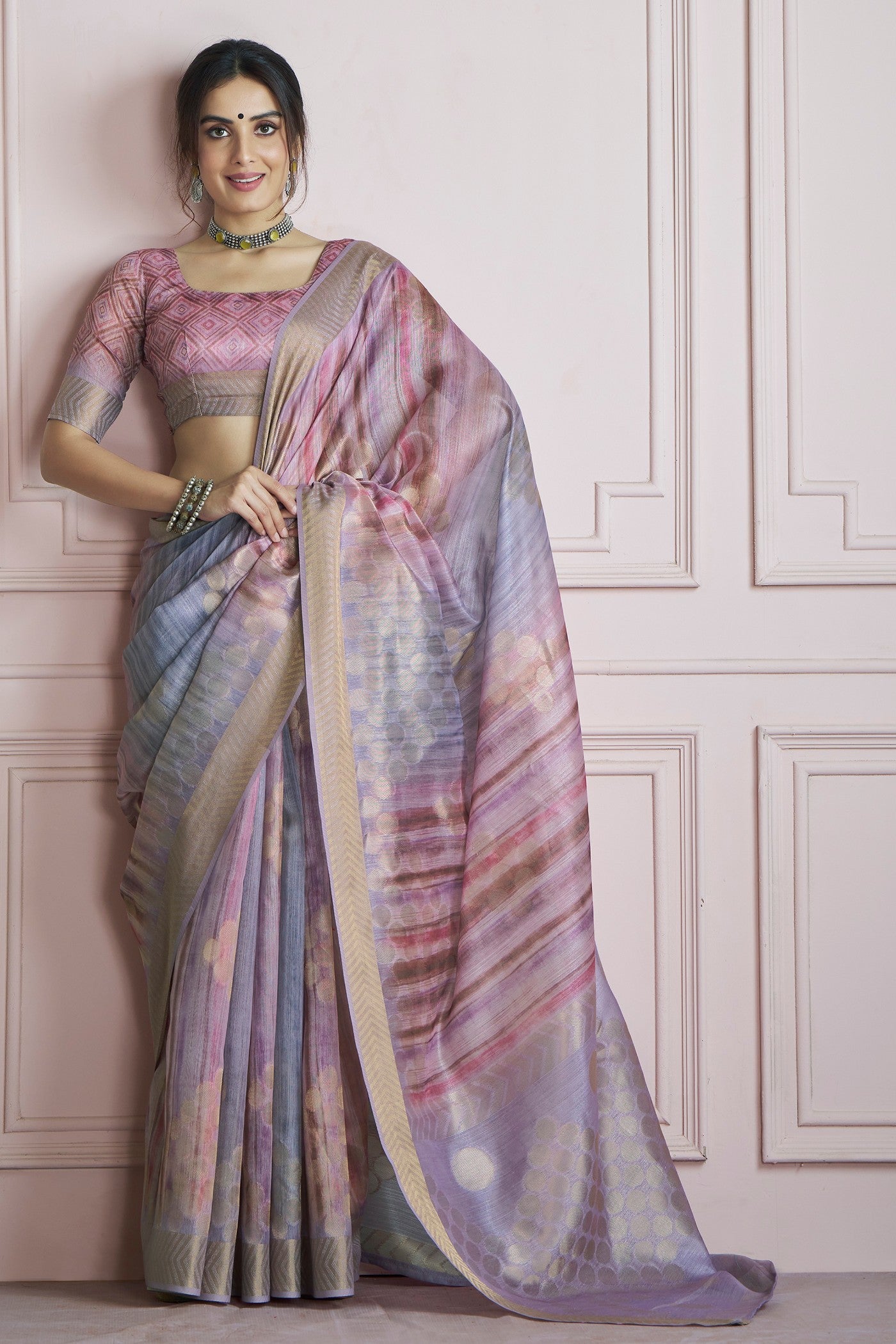 Buy MySilkLove Light Mauve Purple Handloom Khadi Silk Saree Online