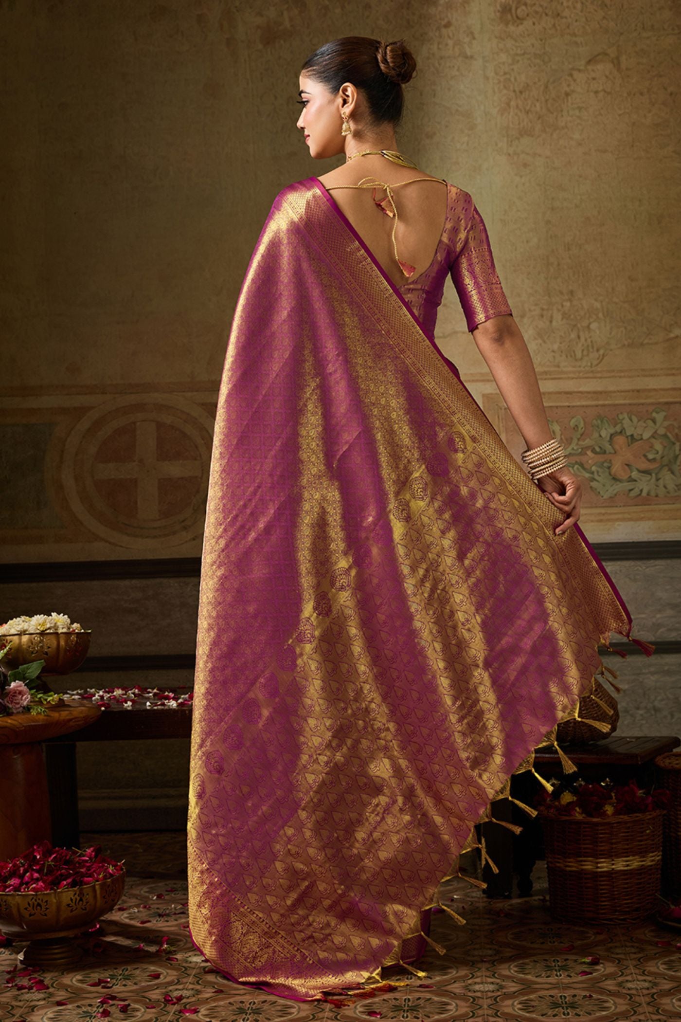 Buy MySilkLove Mulberry Purple Woven Kanjivaram Saree Online
