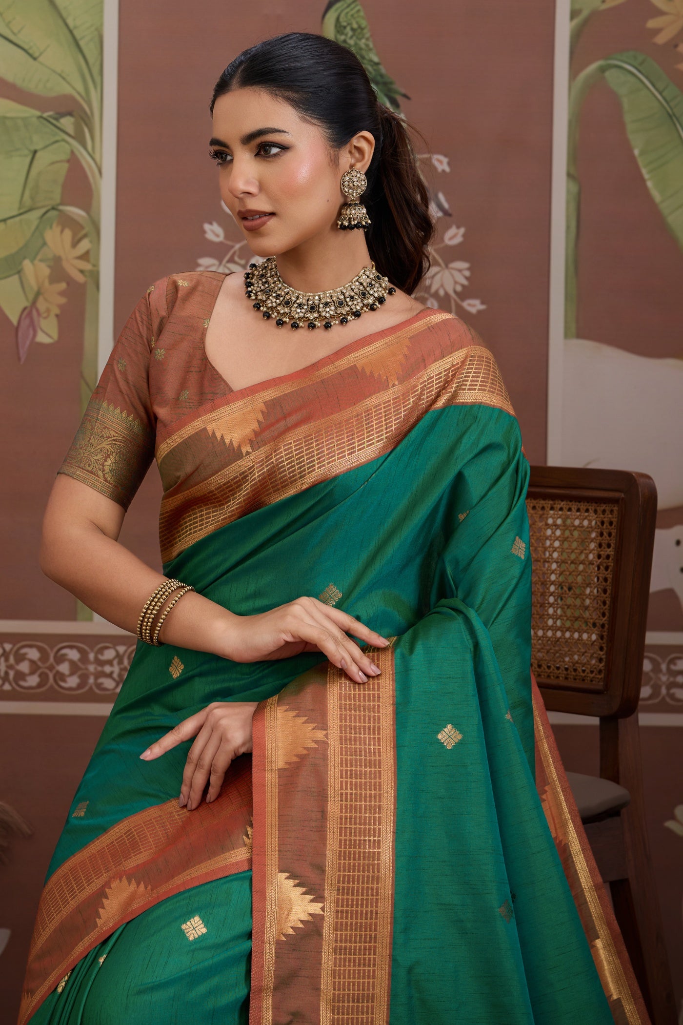 MySilkLove Deep Green Handloom Tussar Silk Saree