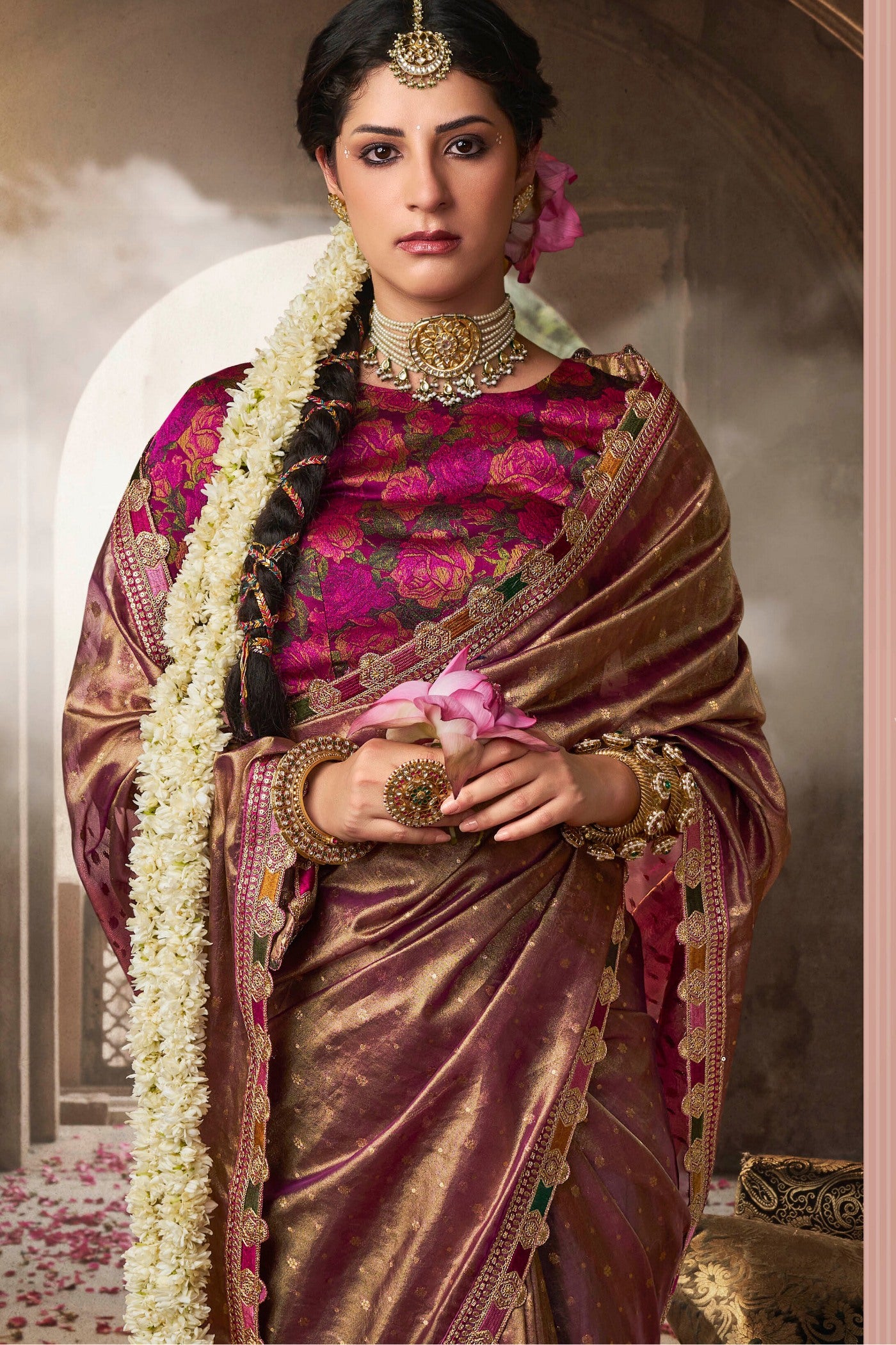 Buy MySilkLove Congo Brown Tissue Designer Saree Online