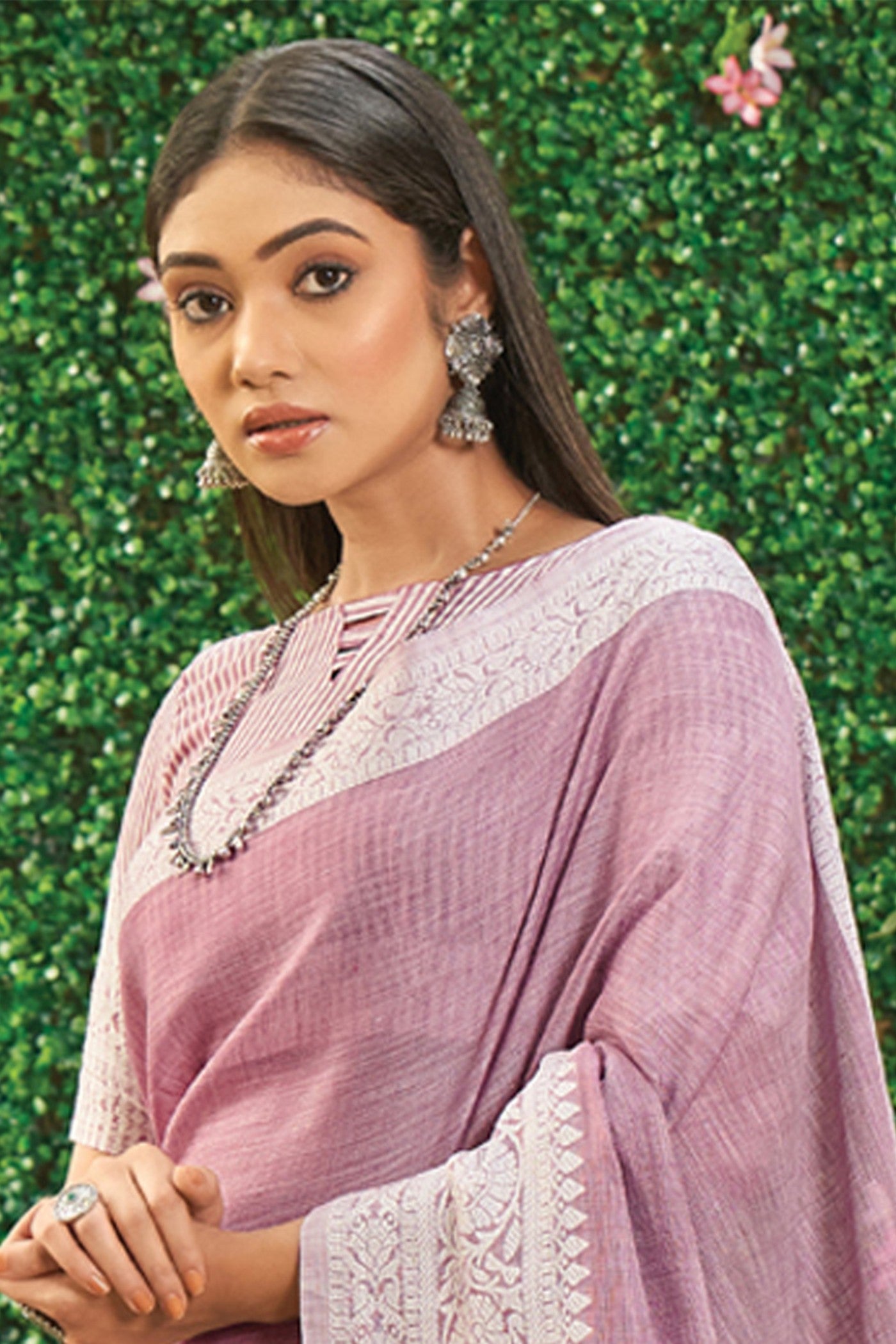 Buy MySilkLove Classic Purple Handloom Linen Saree Online