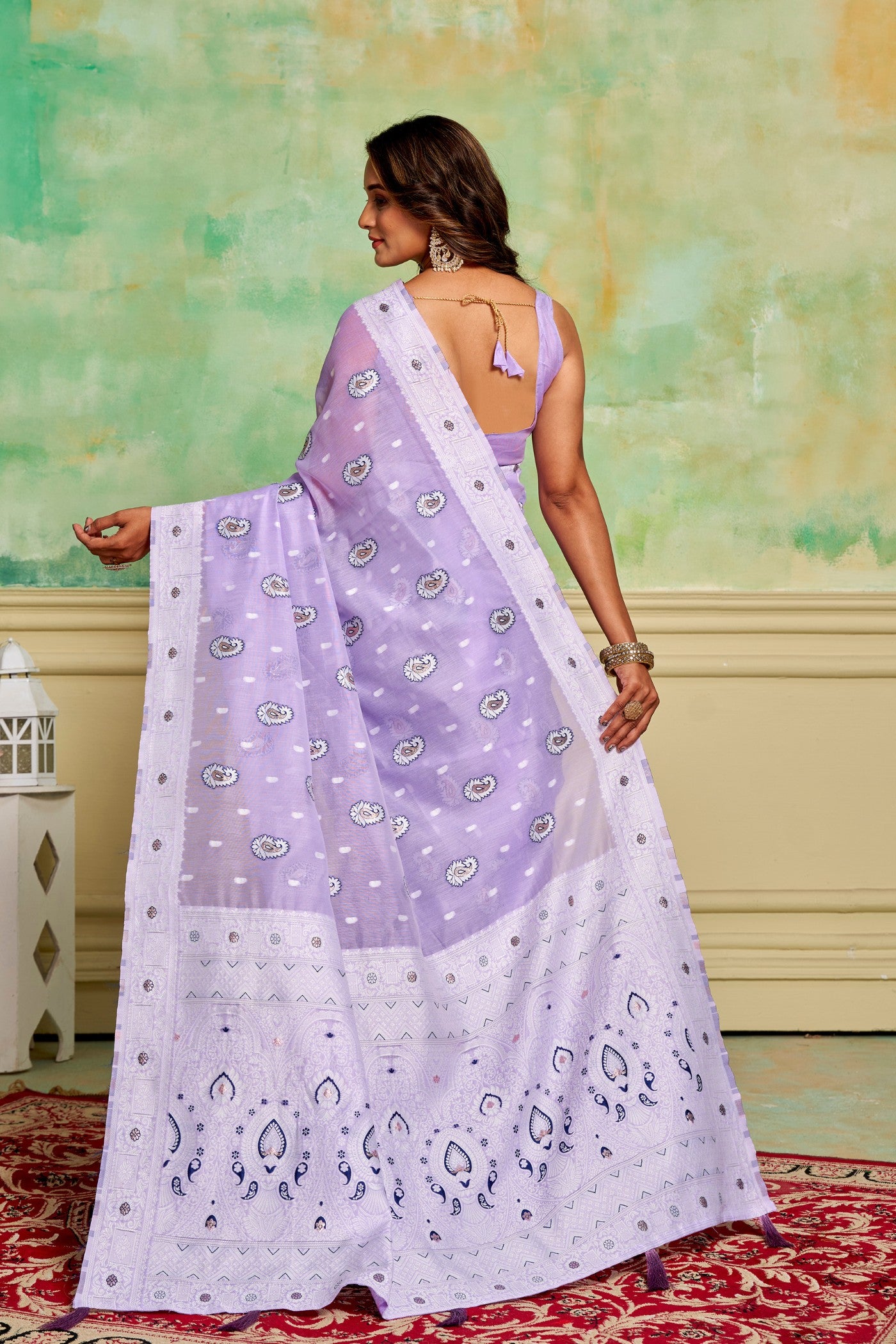 Buy MySilkLove Prelude Purple Woven Cotton Saree Online