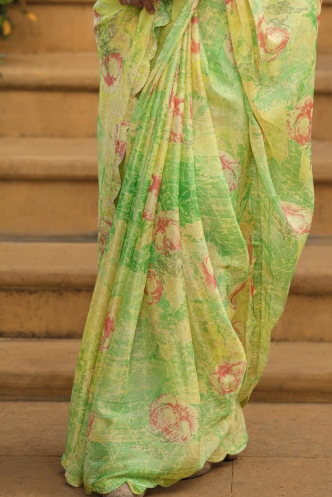 Buy MySilkLove Wild Willow Green Barasso Printed Saree Online