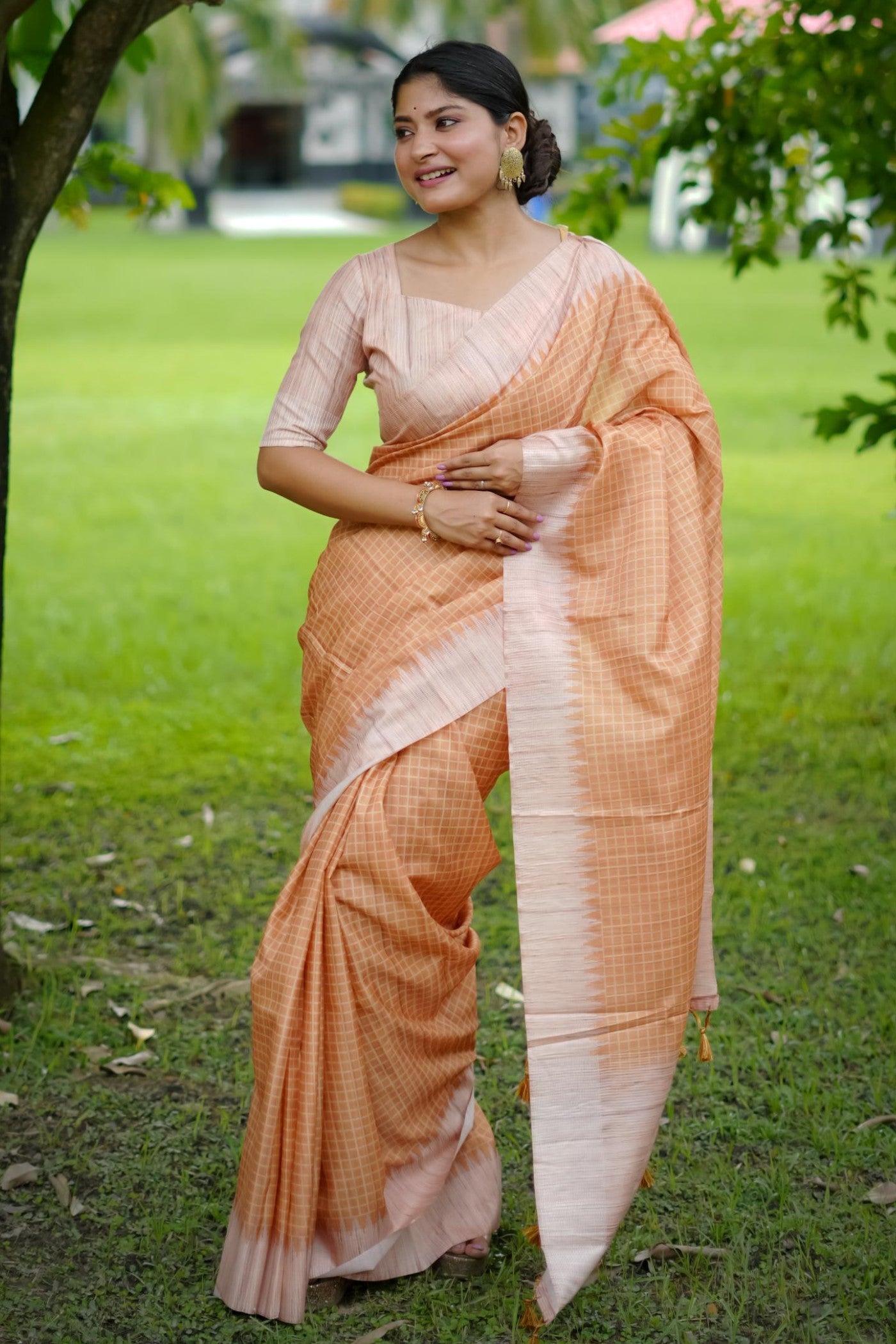 Buy MySilkLove Tumbleweed Orange Printed Raw Silk Saree Online