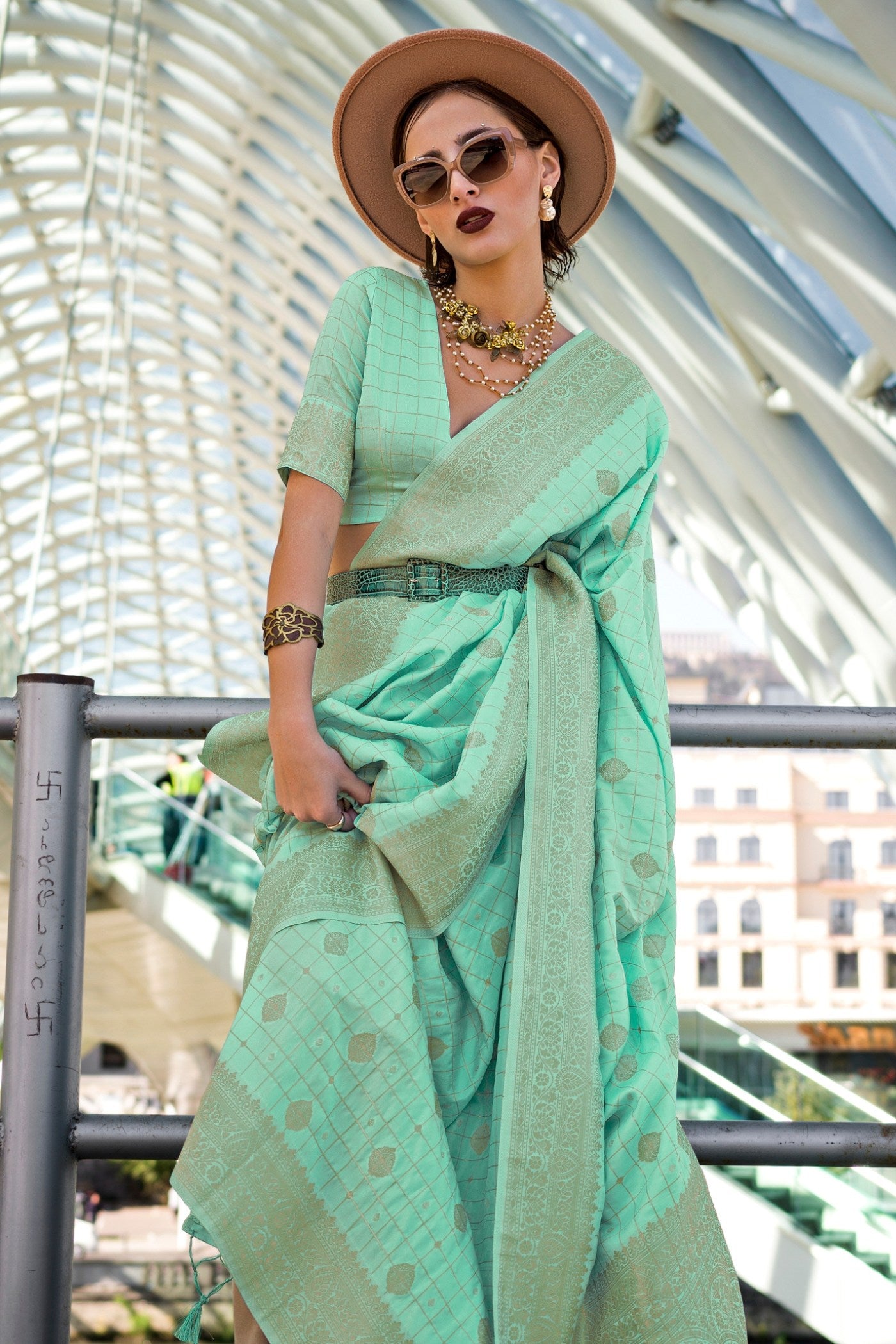 Buy MySilkLove Envy Green Banarasi Handloom Saree Online