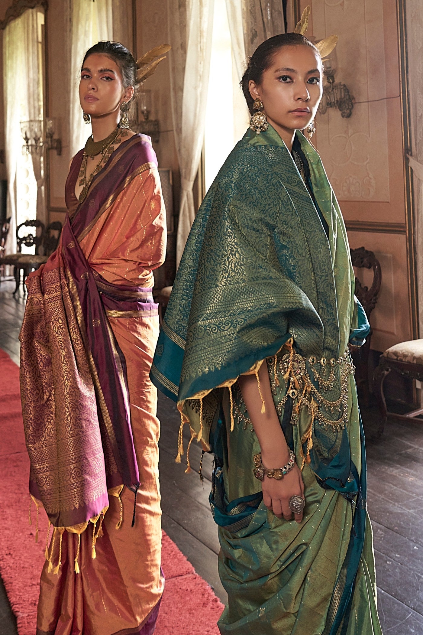 Buy MySilkLove Squash Orange Tussar Handloom Silk Saree Online