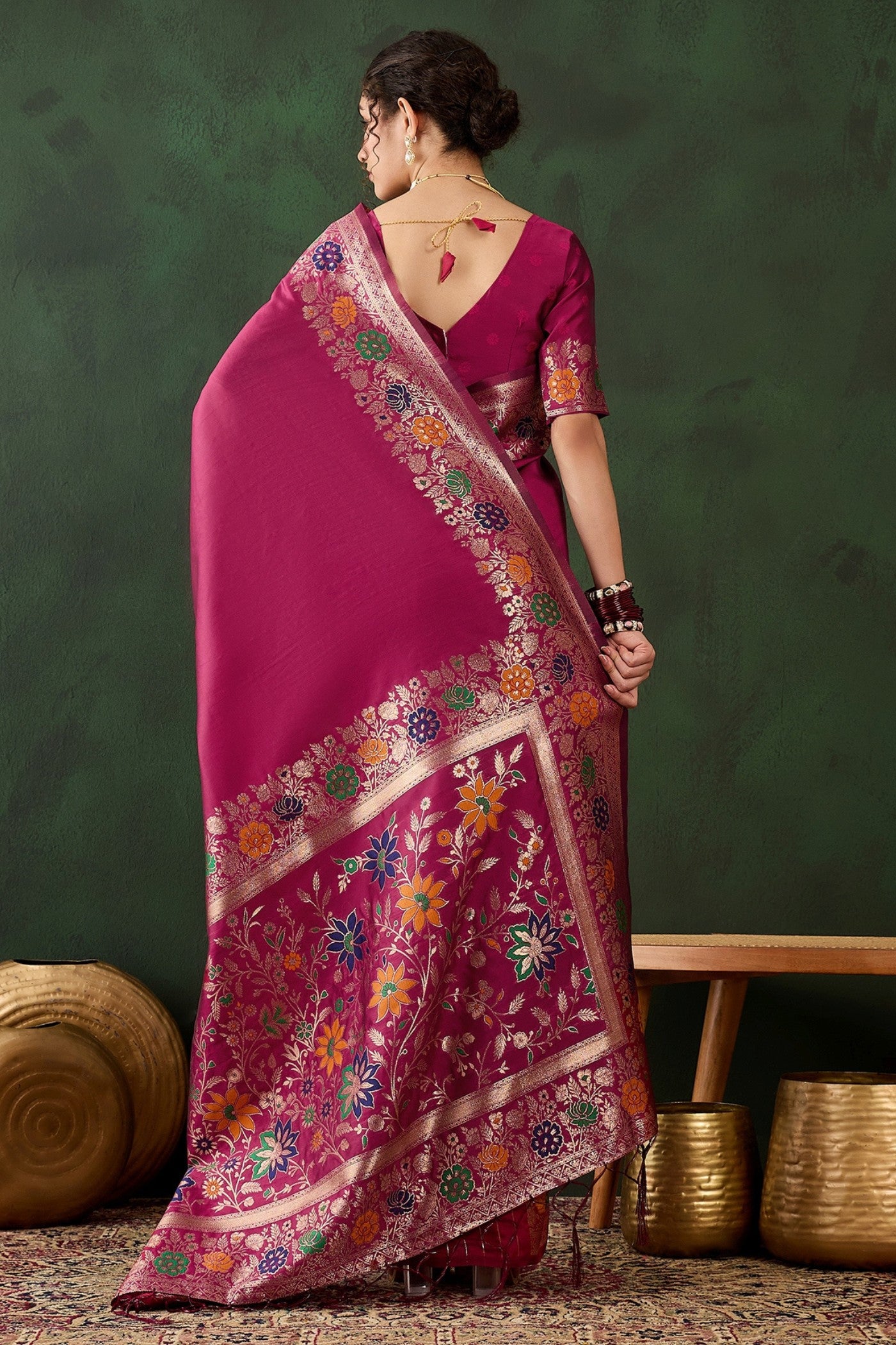 Buy MySilkLove Bondy Maroon Banarasi Designer Saree Online