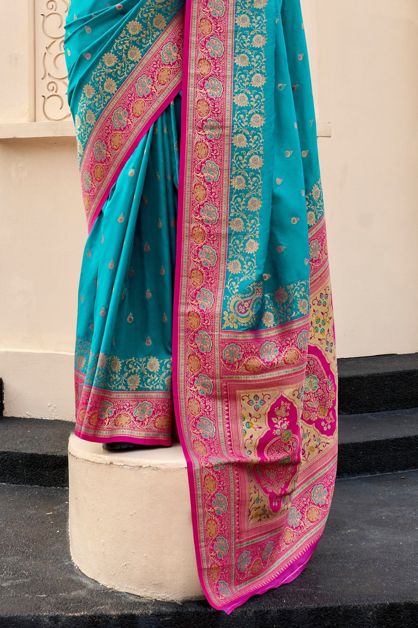 Buy MySilkLove Ocean Blue Woven Banarasi Saree Online