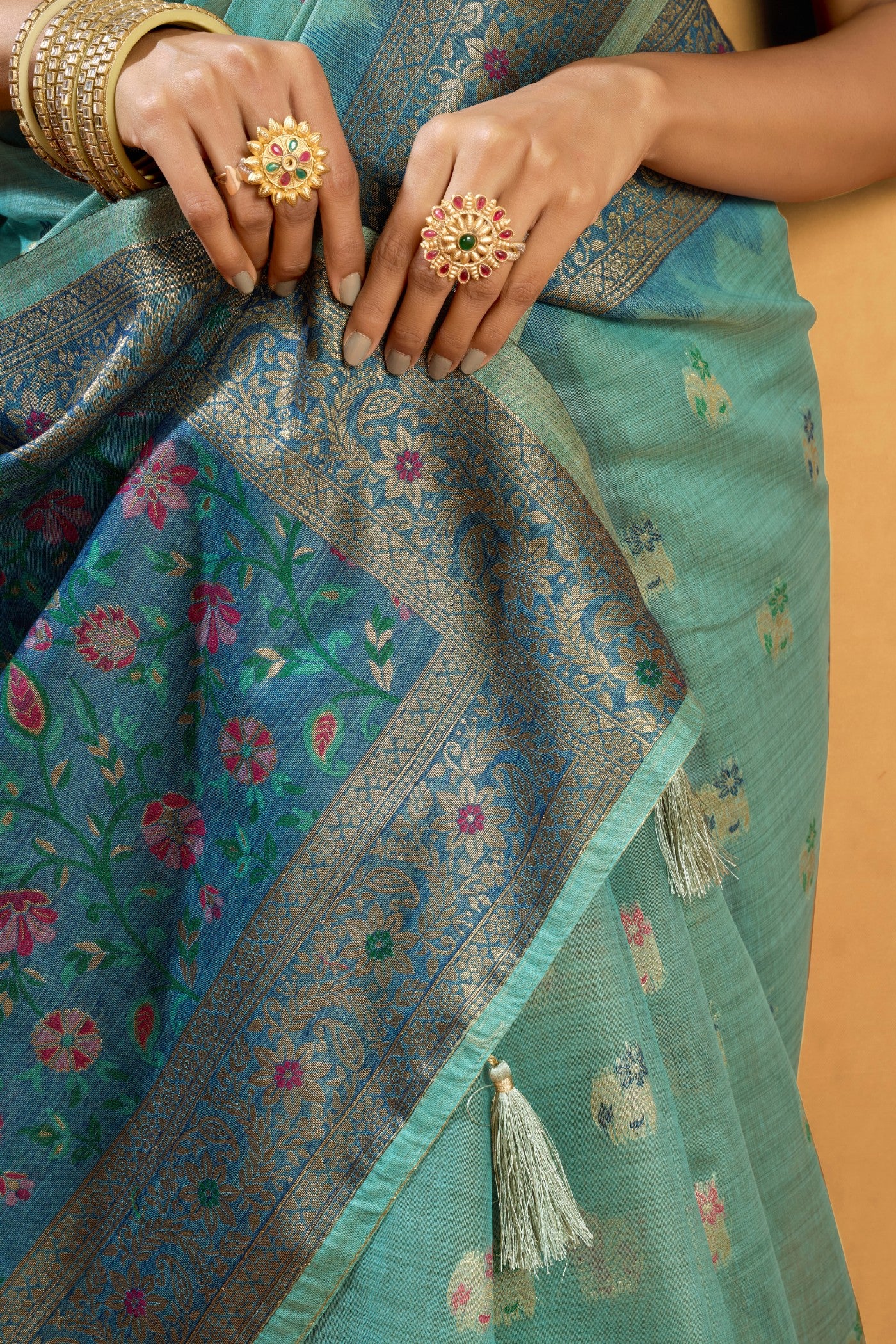 Buy MySilkLove Spring Blue Handloom Cotton Saree Online