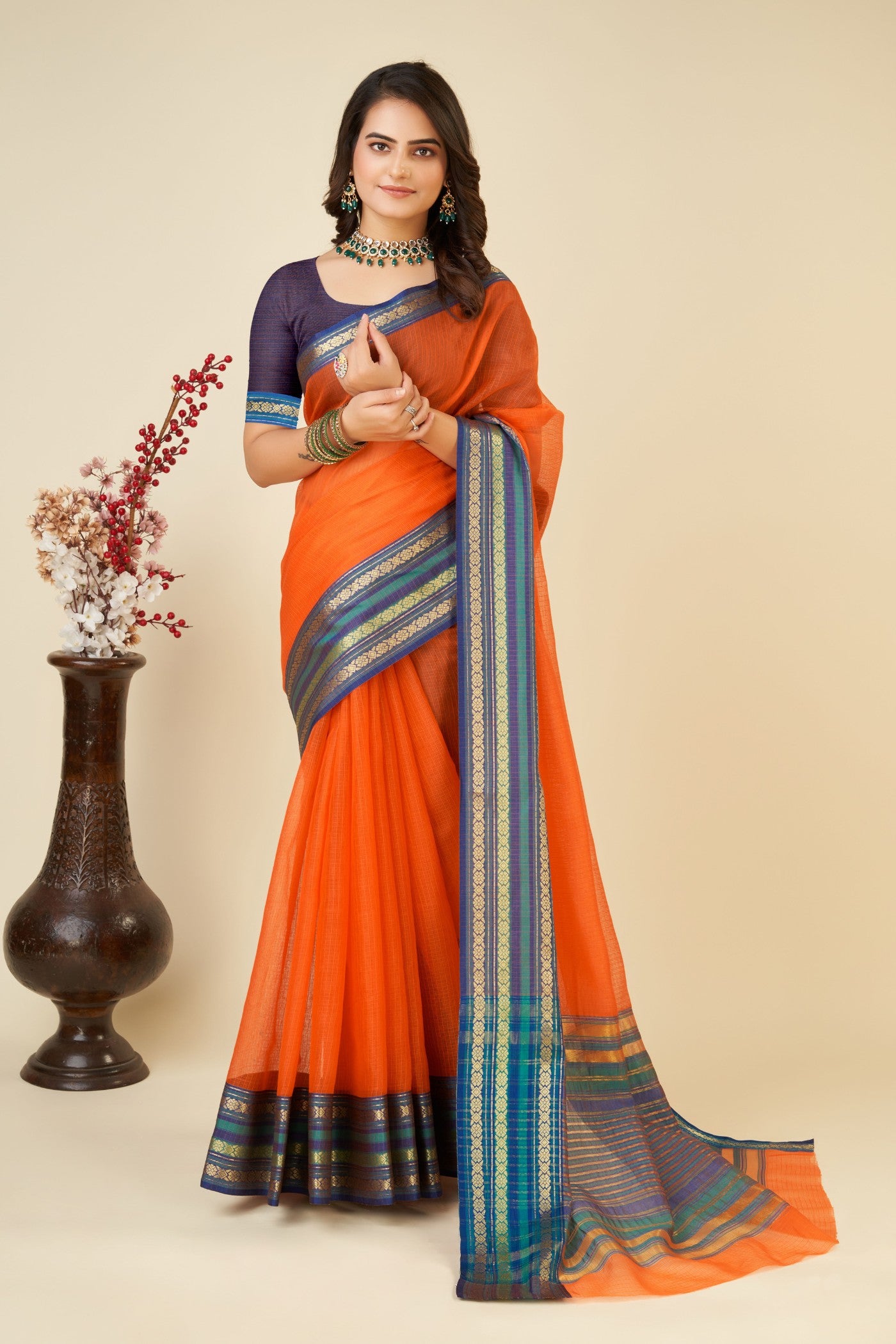 Buy MySilkLove Burnt Orange Woven Manipuri Silk Saree Online