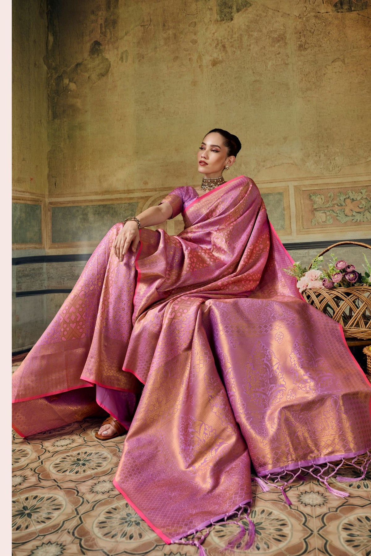 Buy MySilkLove Raspberry Pink Kanjivaram Handloom Saree Online