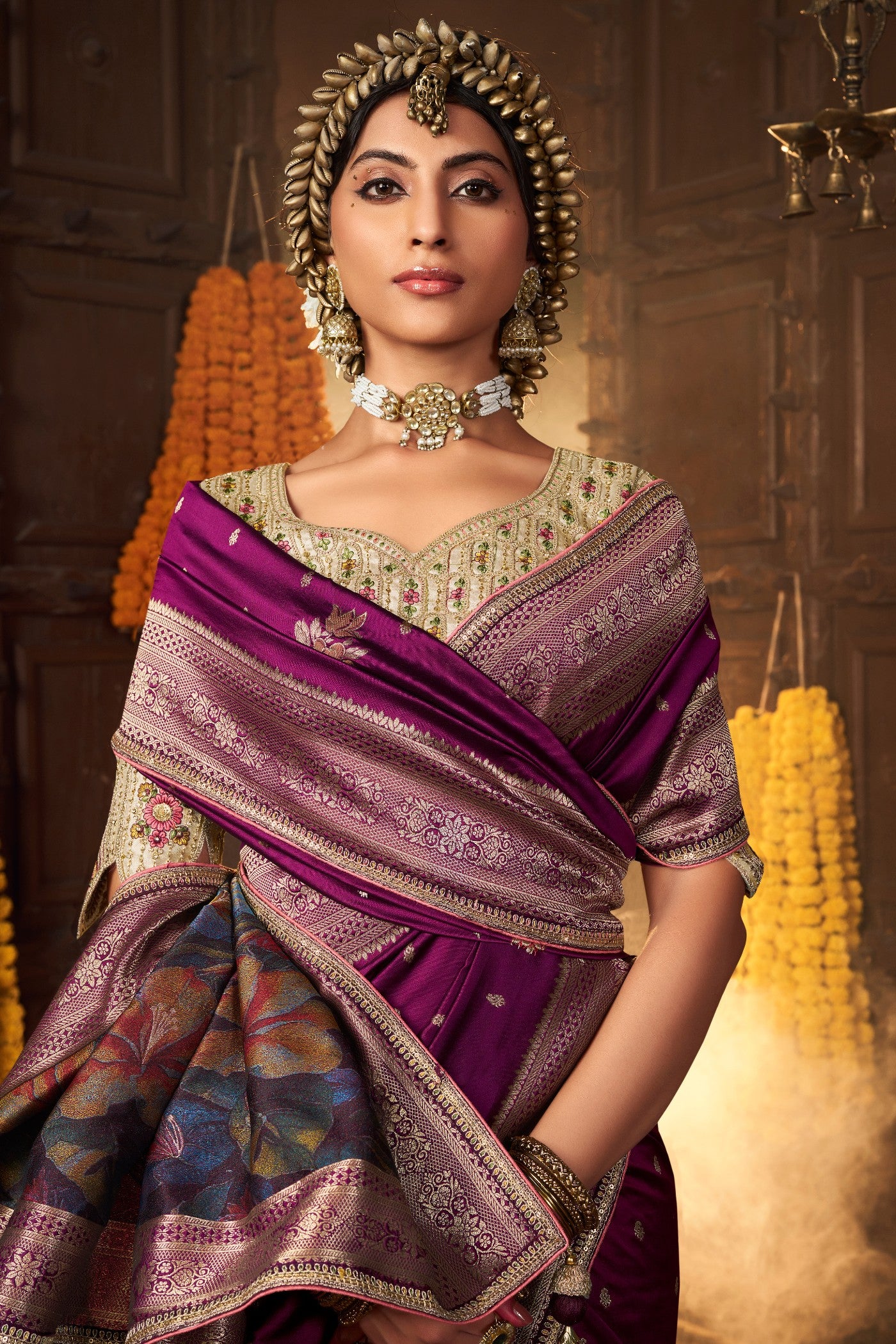 Buy MySilkLove Jacaranda Purple Designer Banarasi Saree Online