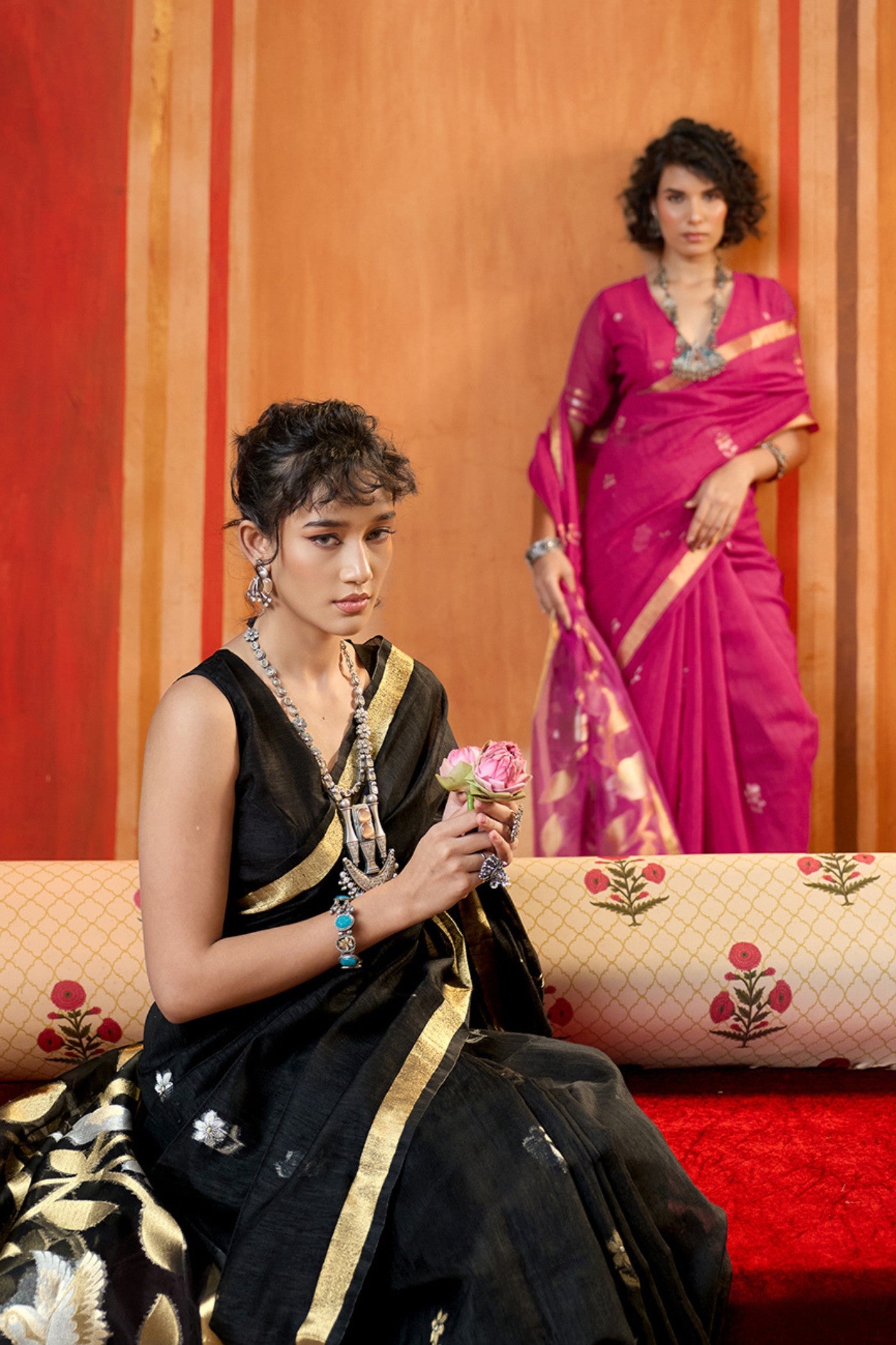 Buy MySilkLove Baby Pink Handloom Munga Cotton Saree Online