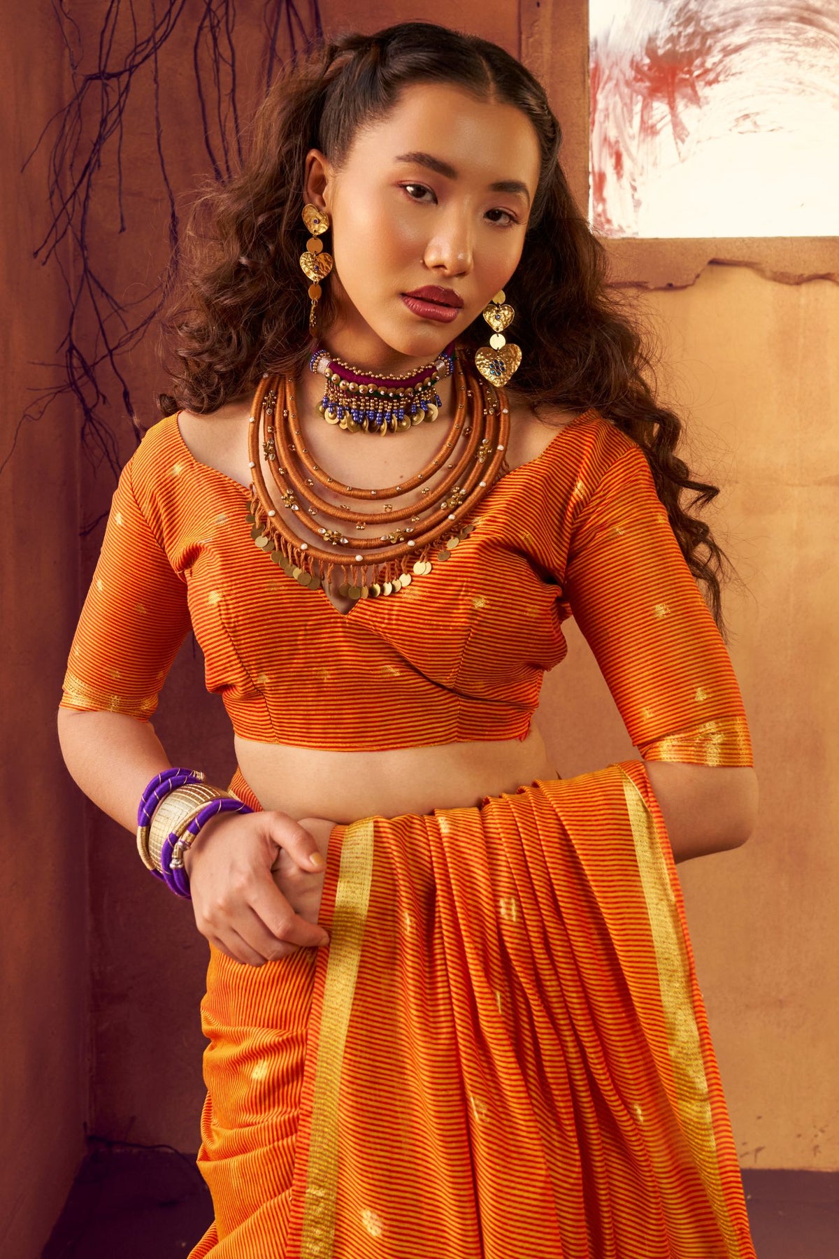 Buy MySilkLove Sedona Orange Banarasi Handloom Silk Saree Online
