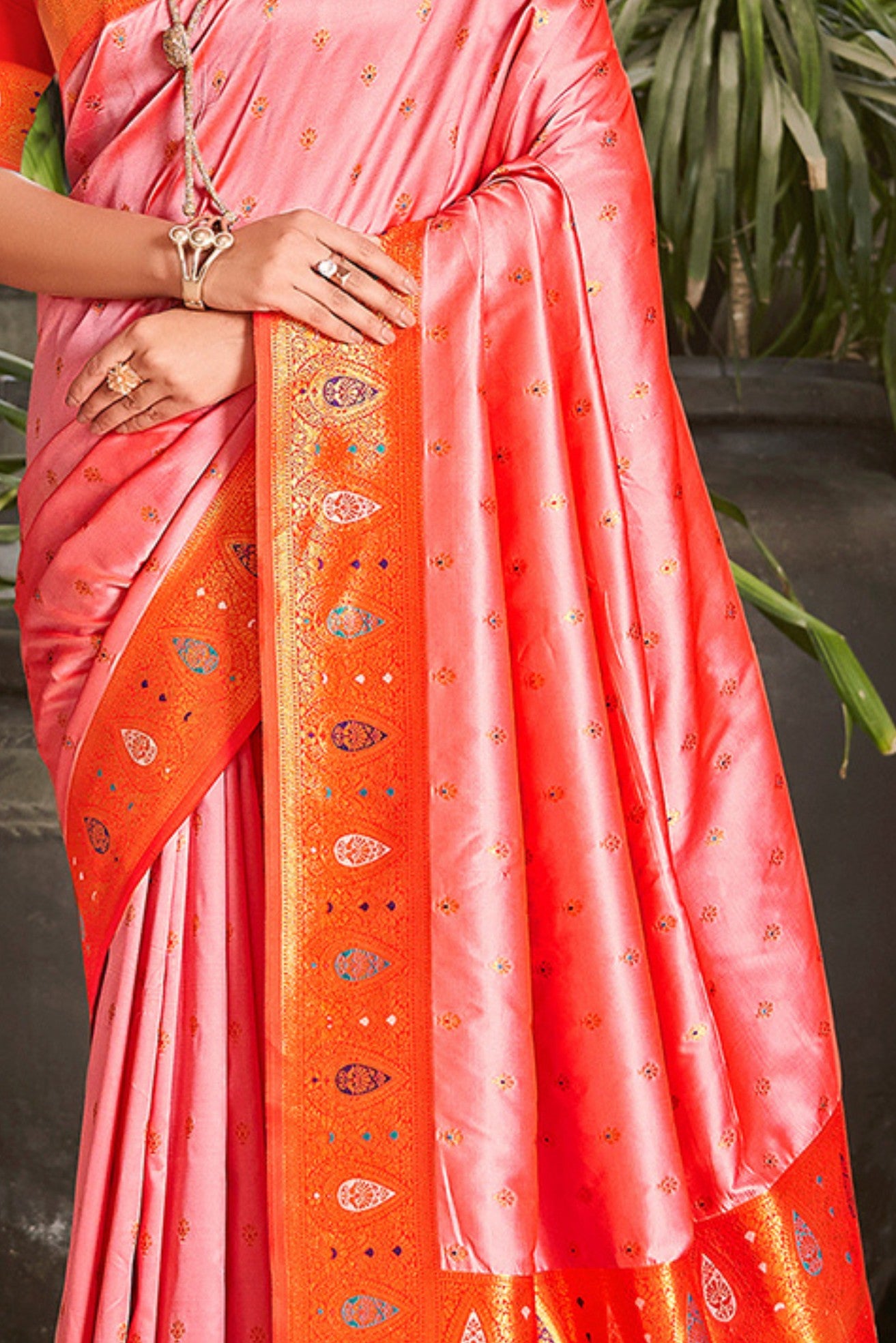 Buy MySilkLove Sweet Pink Woven Banarasi Saree Online