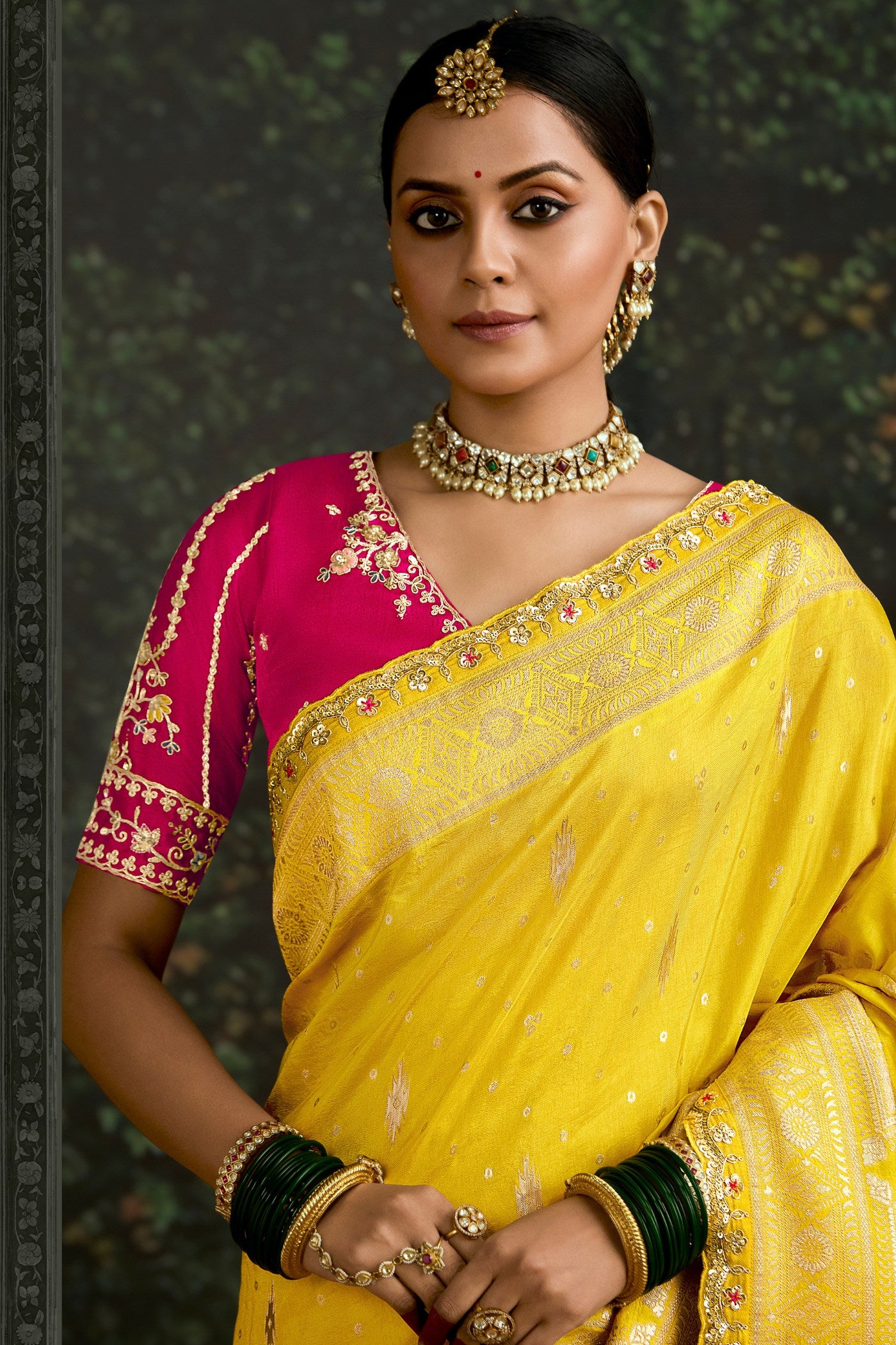 MySilkLove Bumblebee Yellow Designer Banarasi Saree