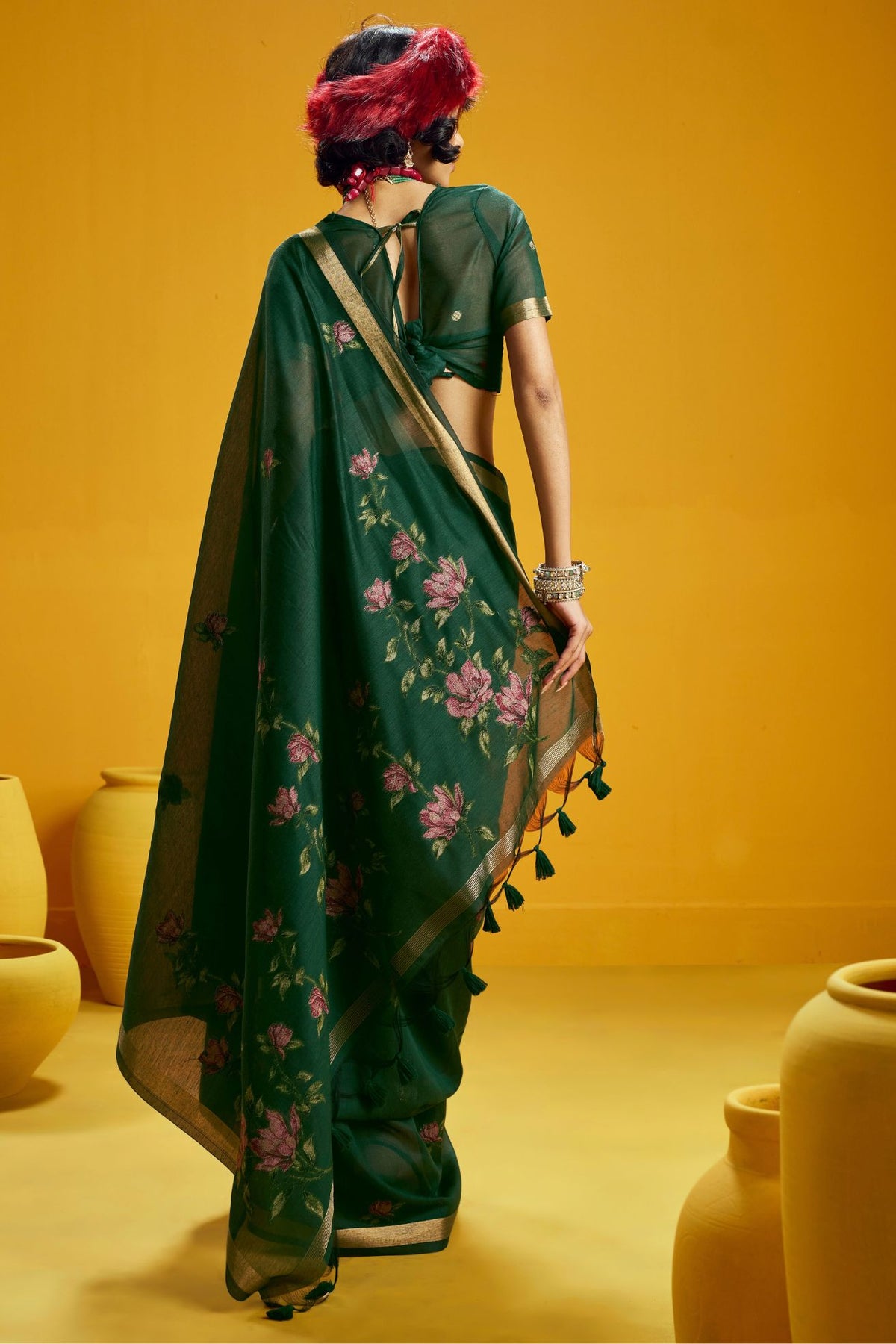 Buy MySilkLove Sage Green Handloom Muga Cotton Saree Online