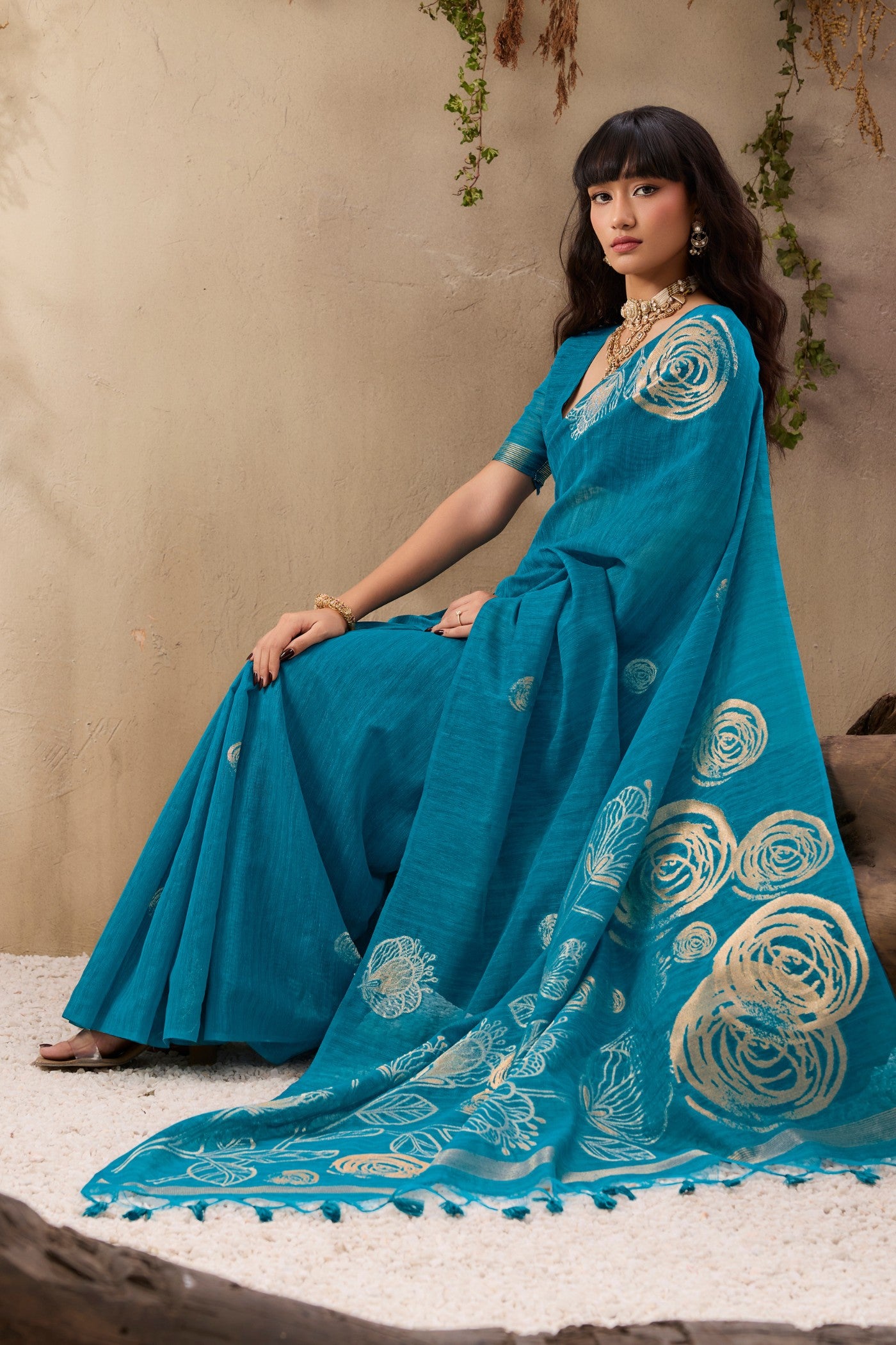 Buy MySilkLove Periwinkle Blue Munga Handloom Cotton Saree Online