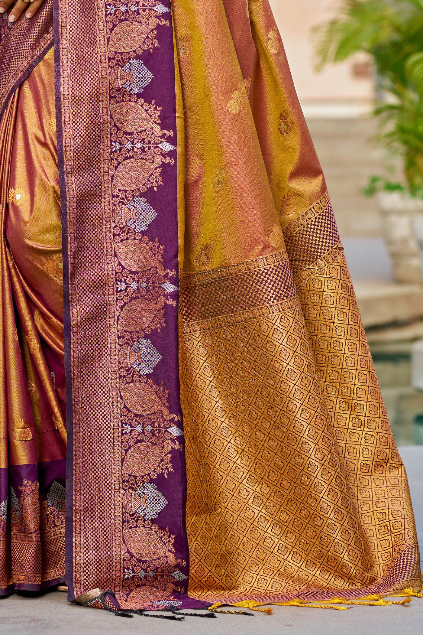 Buy MySilkLove Munsell Yellow Woven Banarasi Saree Online