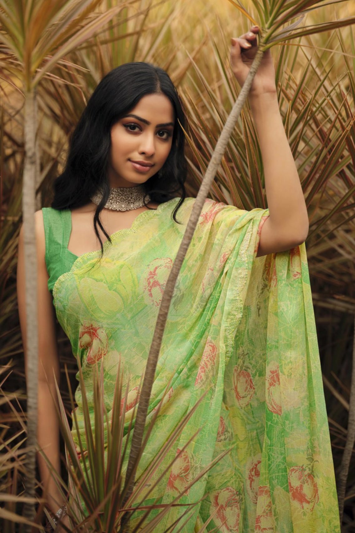 MySilkLove Wild Willow Green Barasso Printed Saree