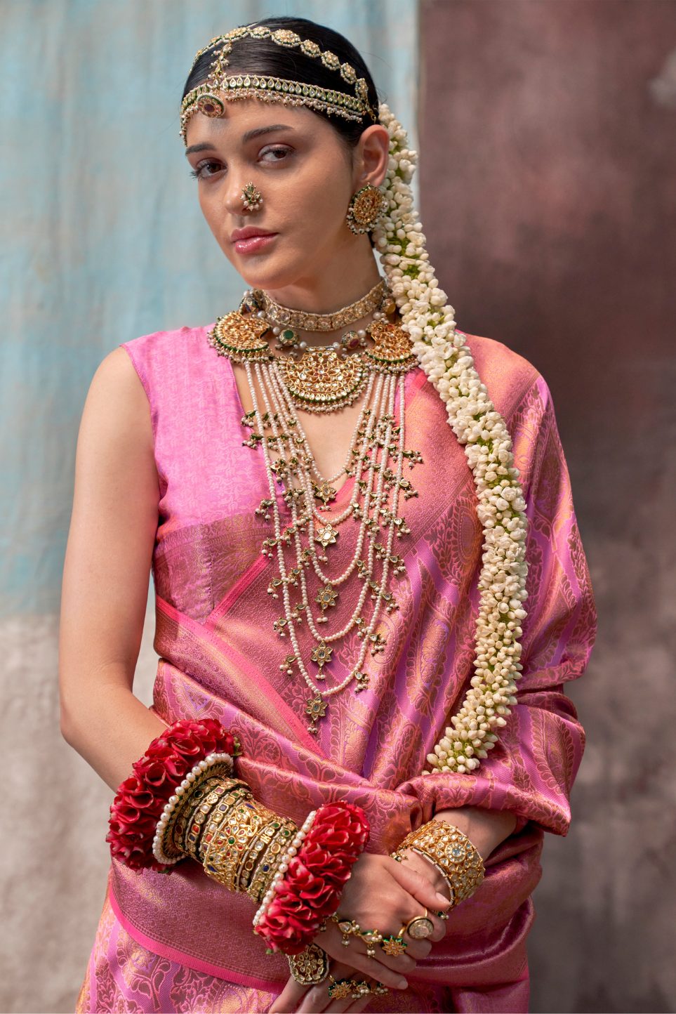 Buy MySilkLove Barbie Pink Two Tone Kanjivaram Handloom Saree Online