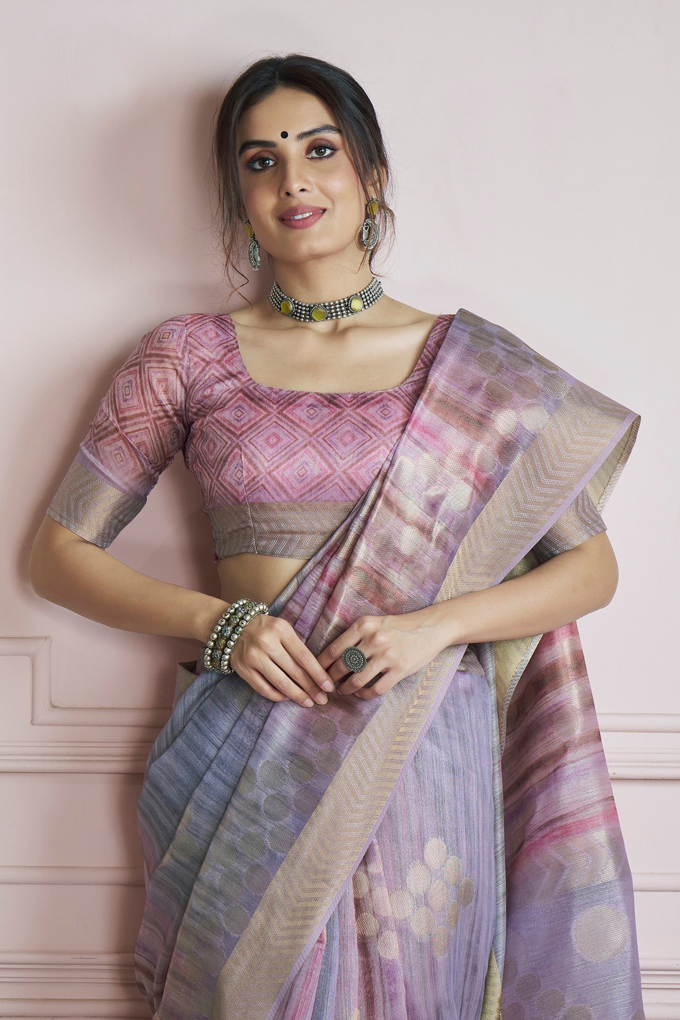 Buy MySilkLove Light Mauve Purple Handloom Khadi Silk Saree Online