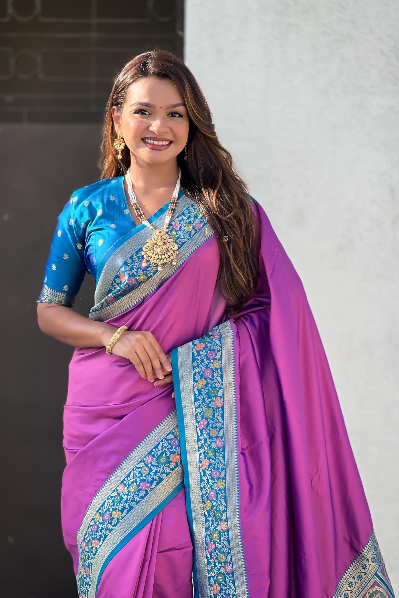 MySilkLove Raspberry Pink Zari Woven Paithani Saree