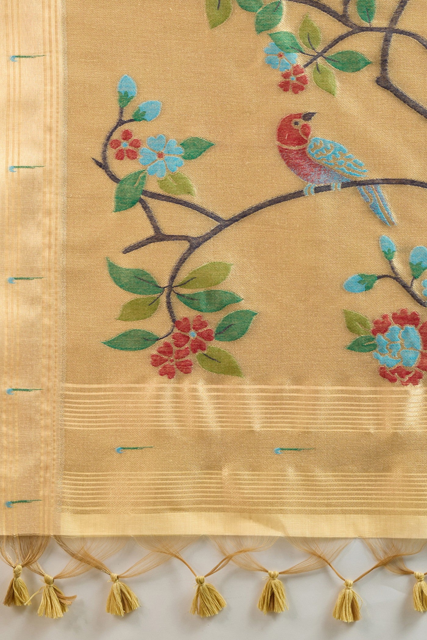 Buy MySilkLove Mellow Yellow Woven Muga Cotton Paithani Saree Online