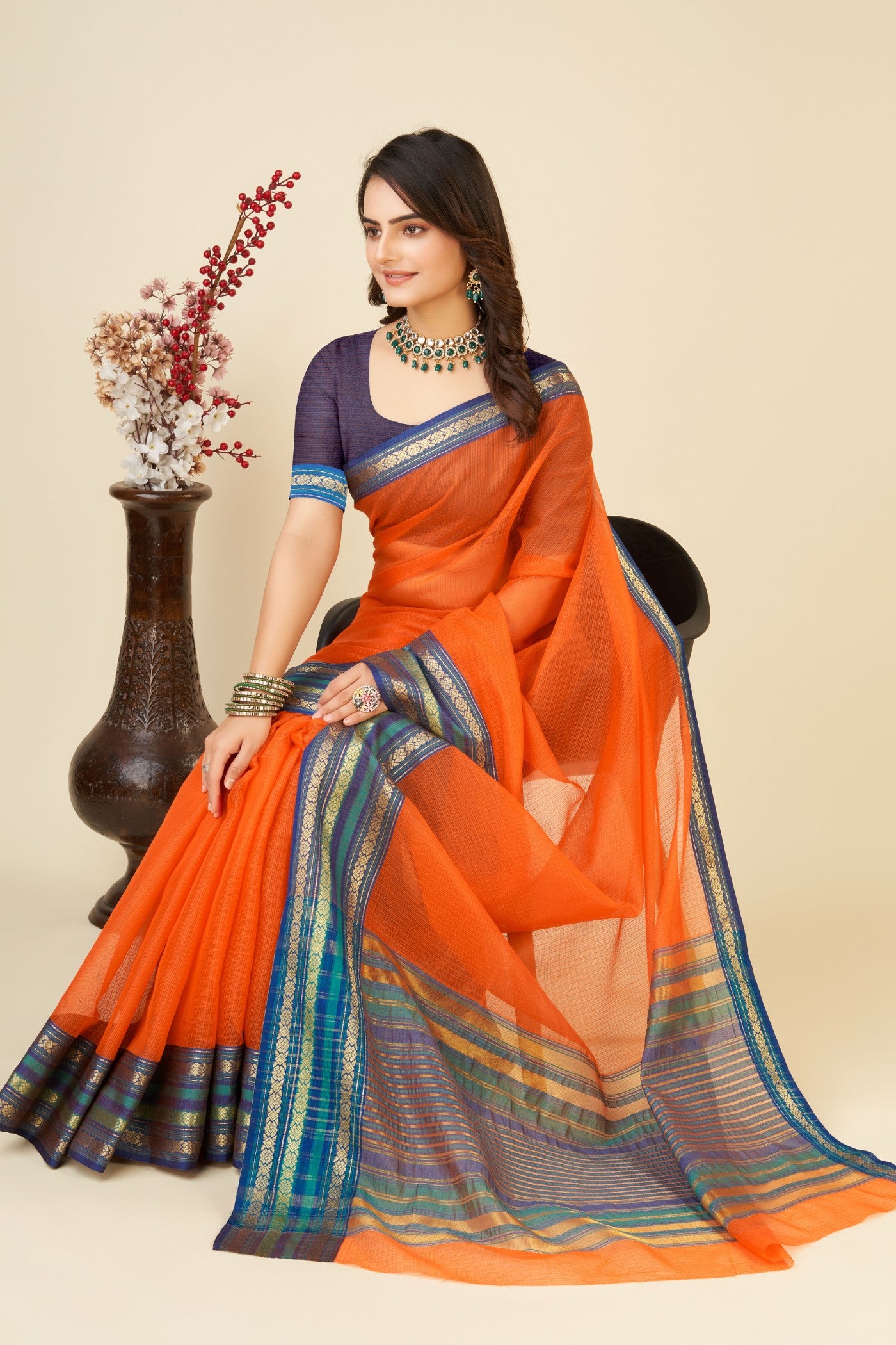 Buy MySilkLove Burnt Orange Woven Manipuri Silk Saree Online
