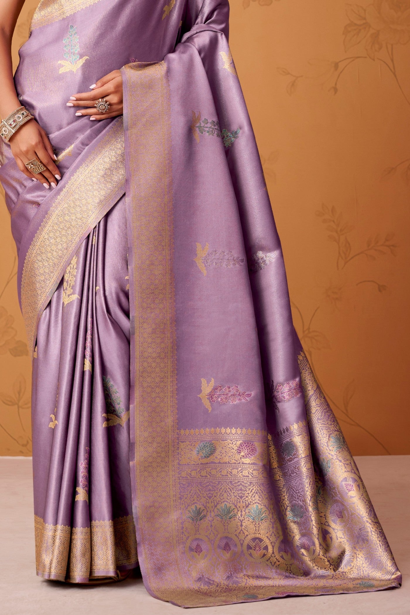 Buy MySilkLove Liseran Purple Handloom Satin Silk Saree Online