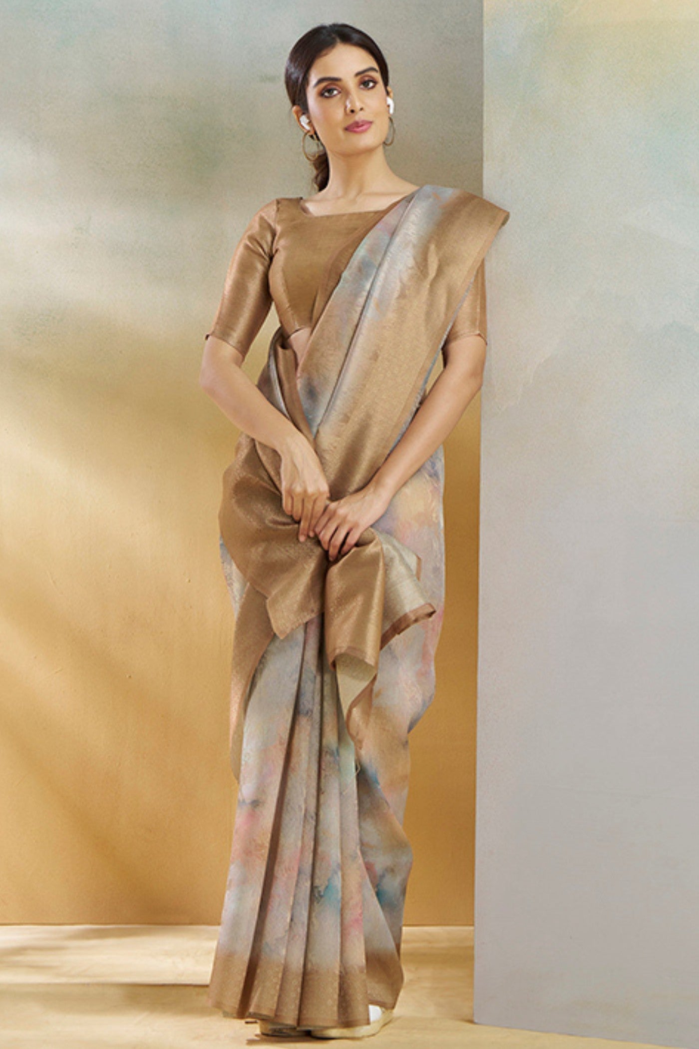 Buy MySilkLove Pale Brown Banarasi Handloom Saree Online