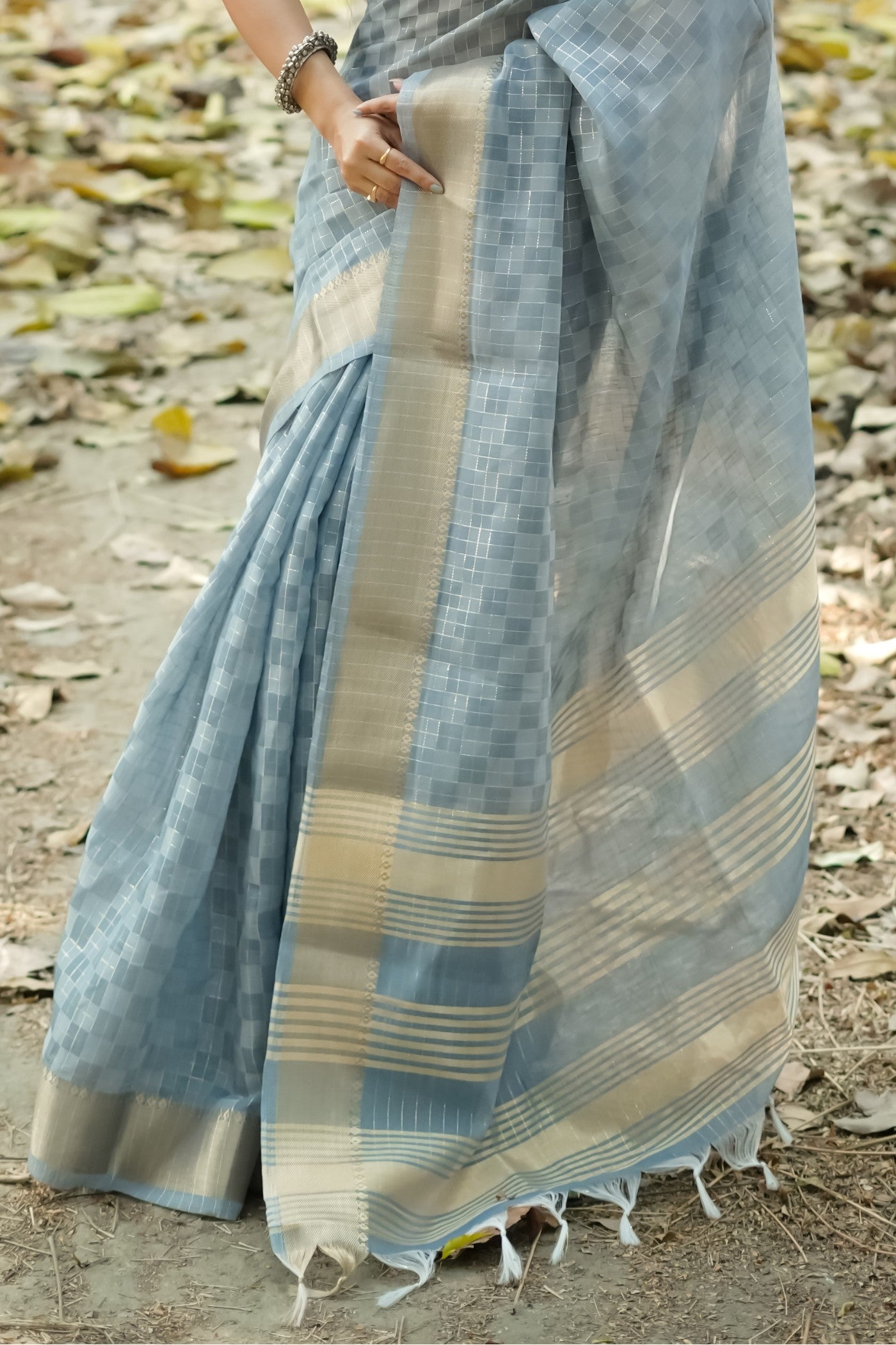 Buy MySilkLove Surf Crest Blue Banarasi Raw Silk Saree Online