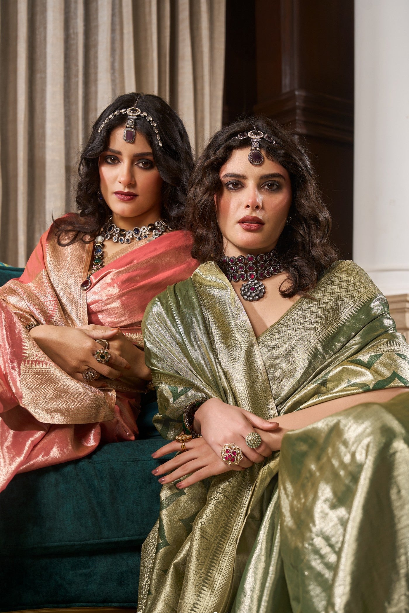 Buy MySilkLove Warm Pink Handloom Tissue Saree Online