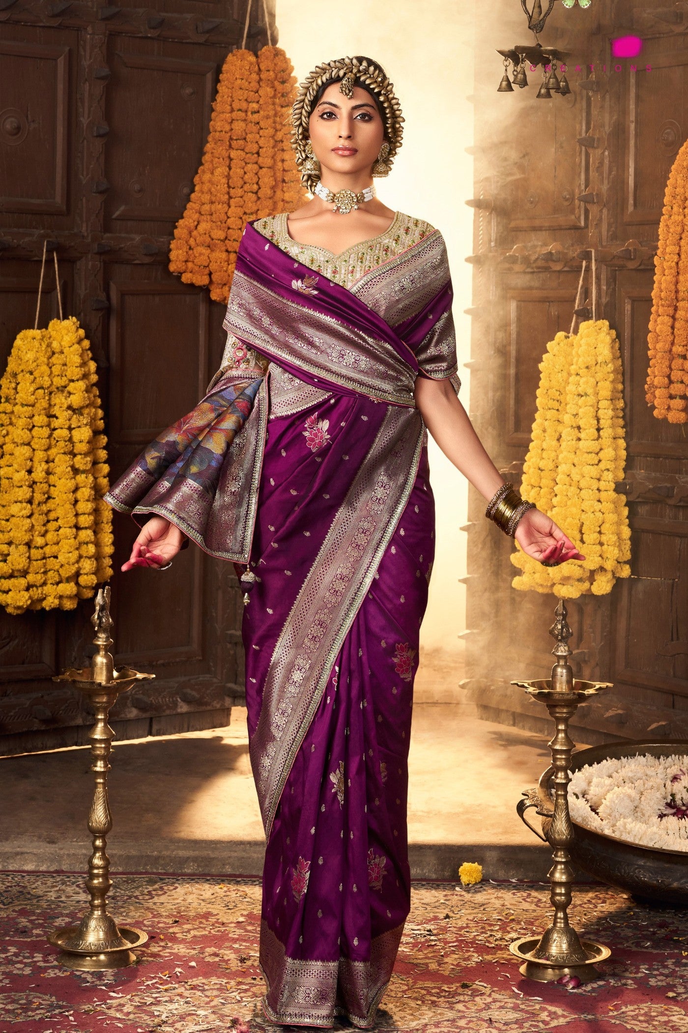 Buy MySilkLove Jacaranda Purple Designer Banarasi Saree Online