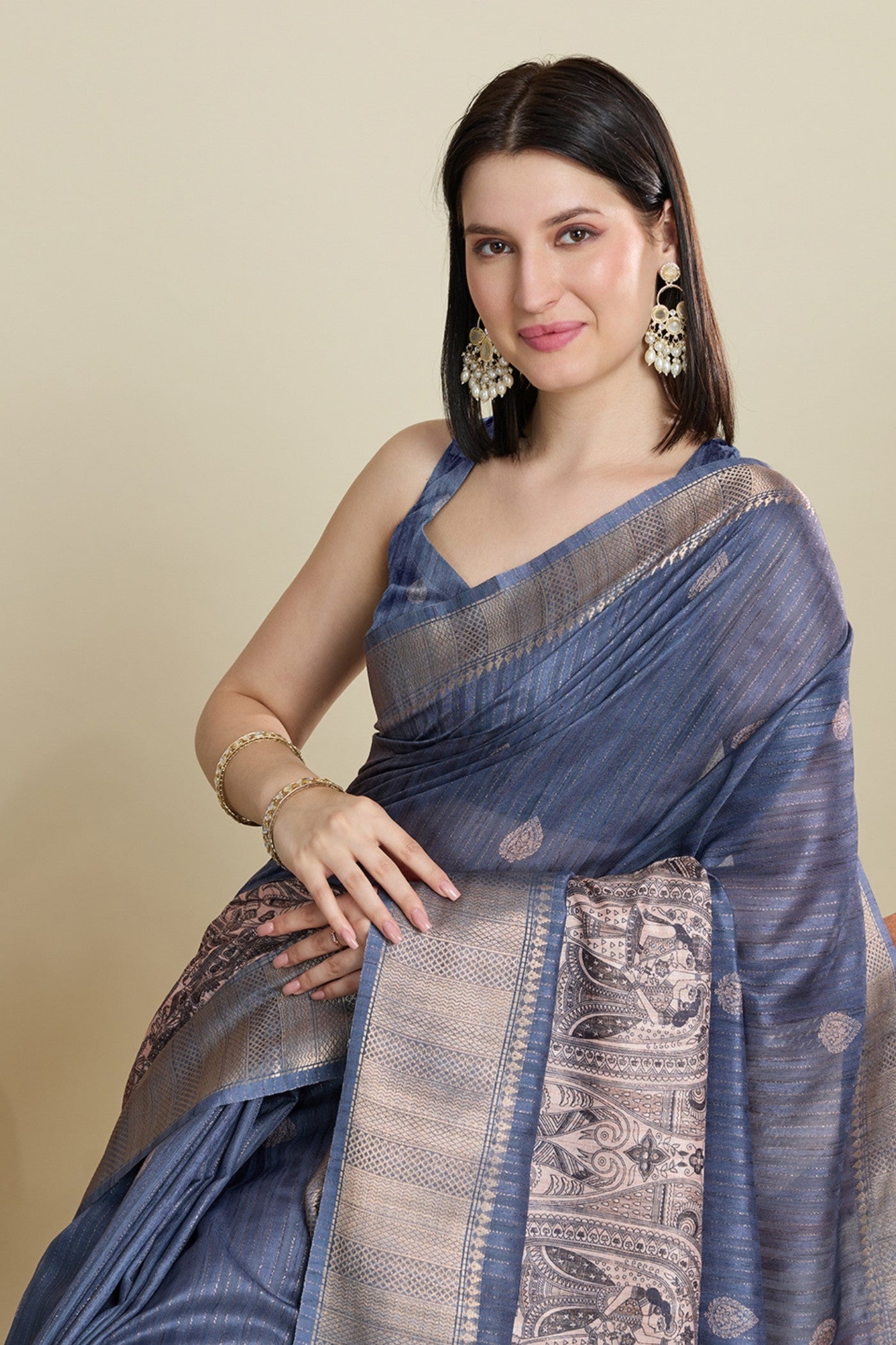 MySilkLove Fiord Grey Woven Cotton Saree