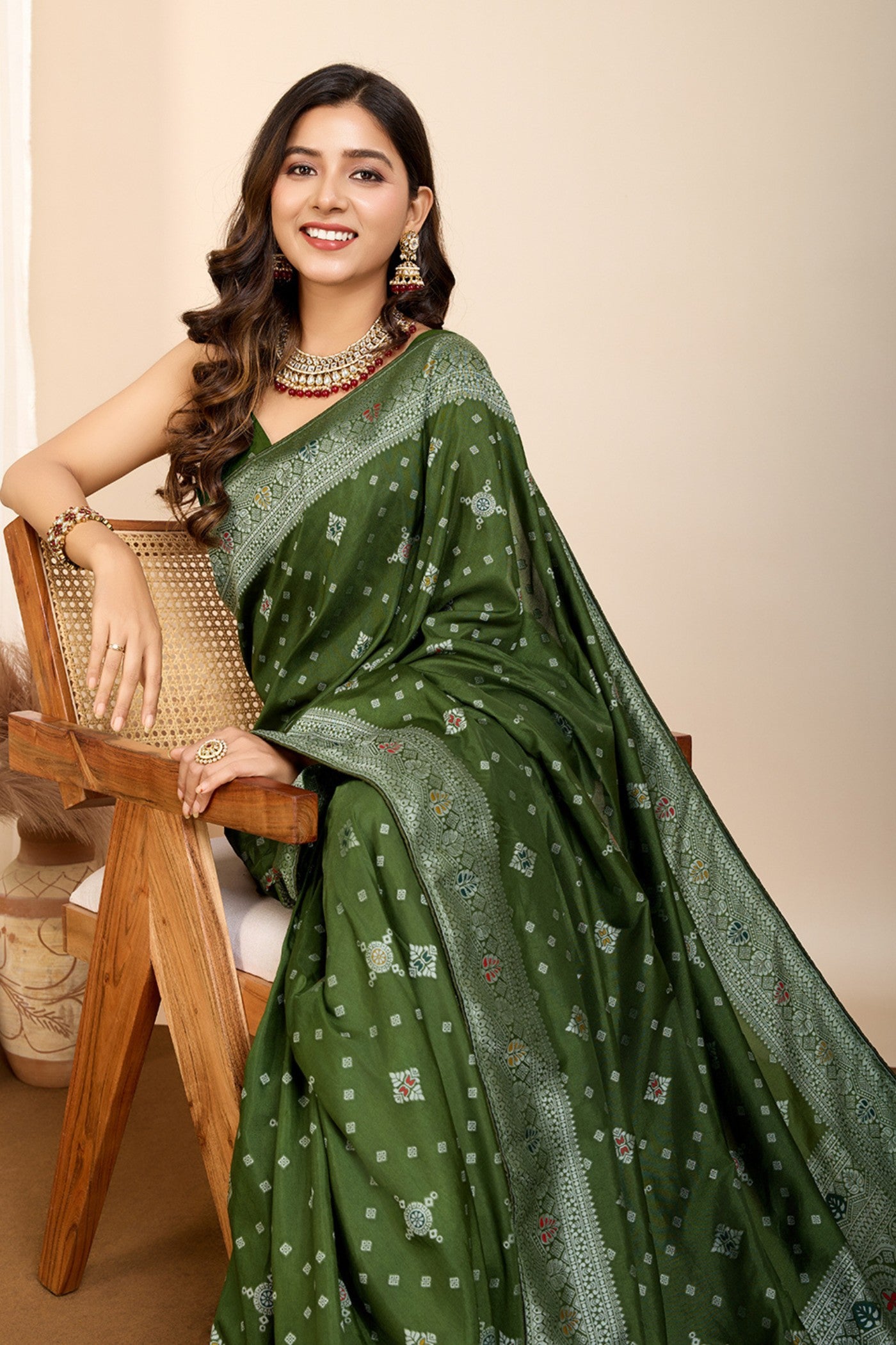MySilkLove Fern Green Woven Banarasi Saree