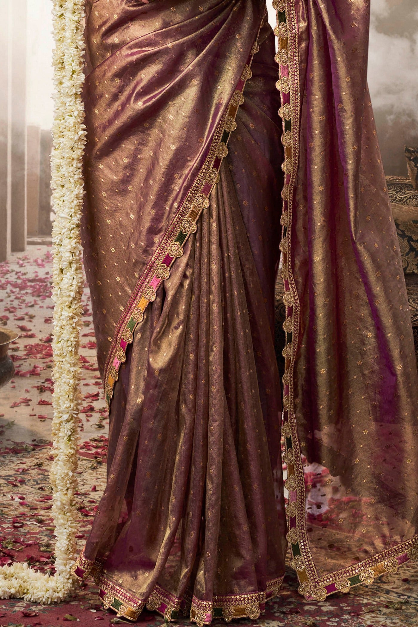 Buy MySilkLove Congo Brown Tissue Designer Saree Online